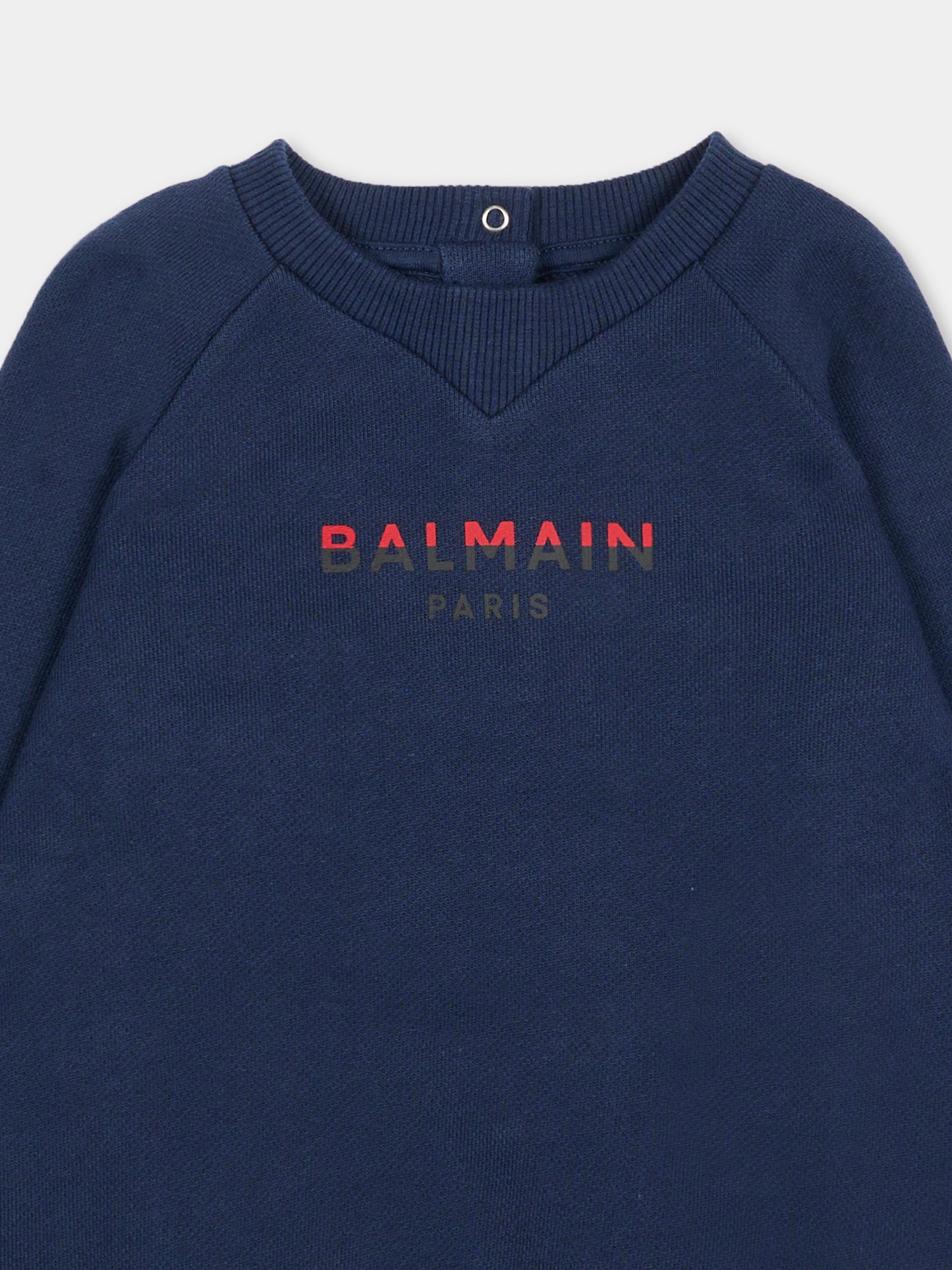 Felpa blu per neonato con logo,Balmain Kids,BU4530 Z0001 649