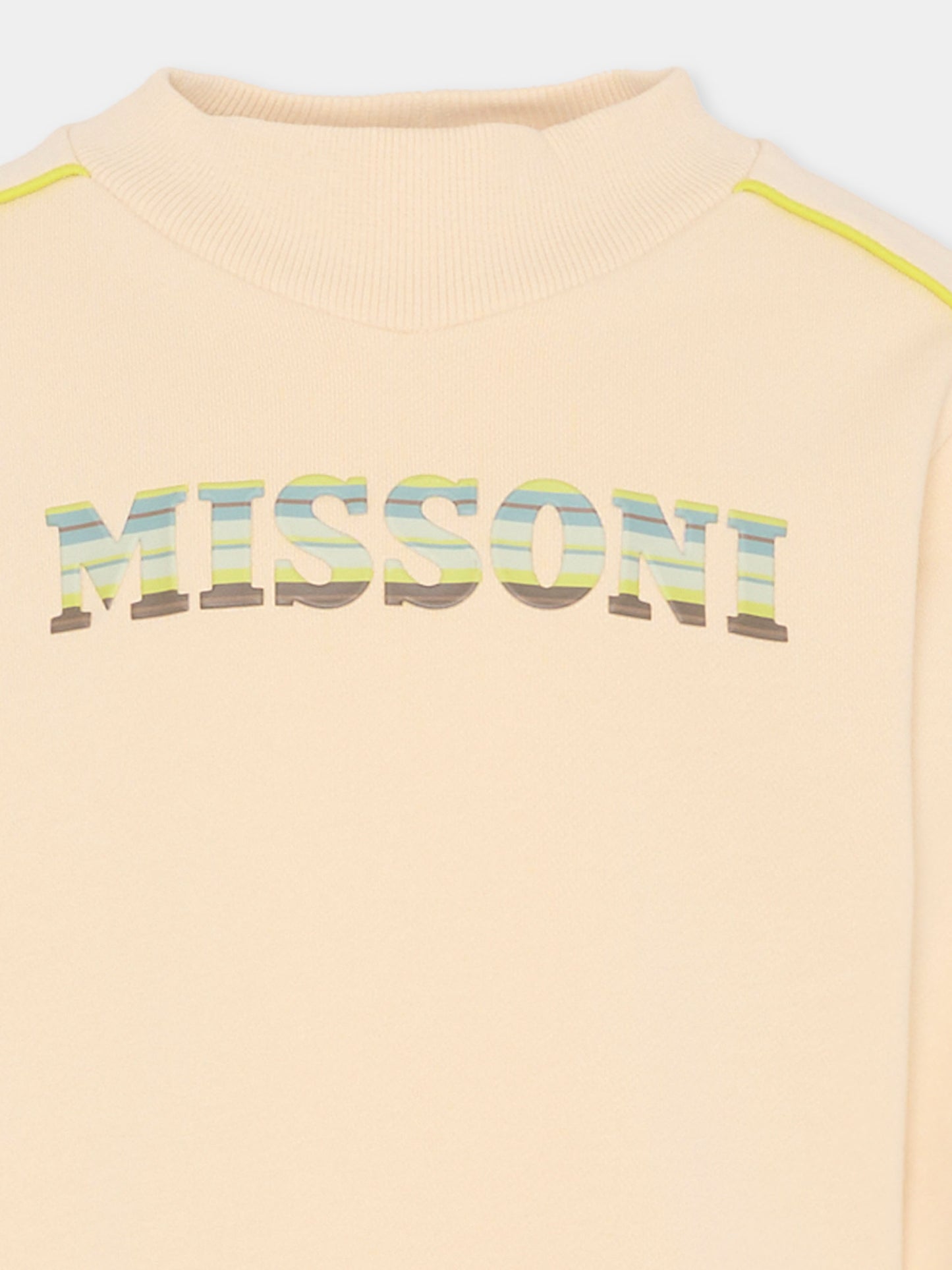 Felpa beige per bambini con logo,Missoni,MU4P20 Z0081 165VE