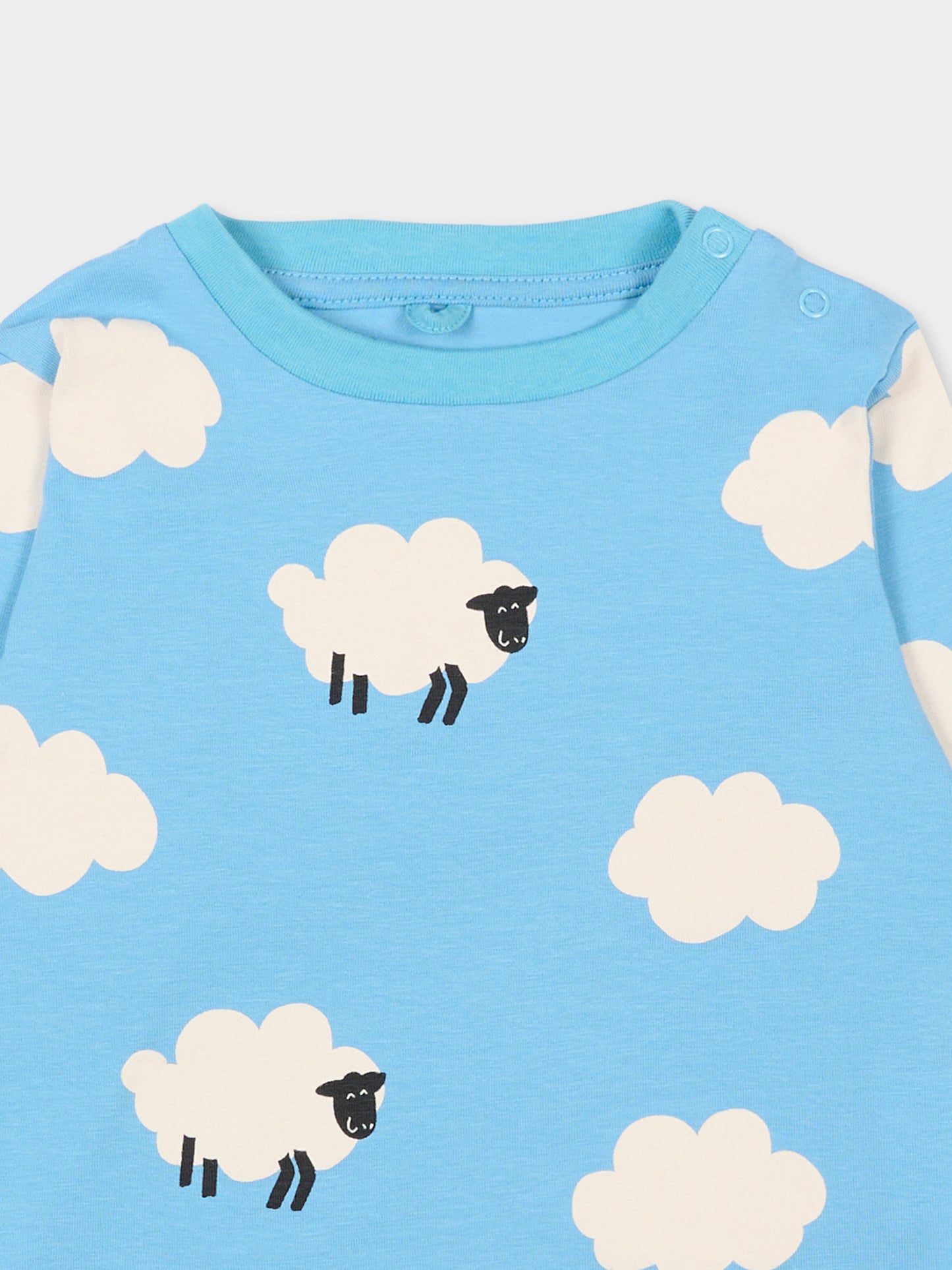 T-shirt celeste per neonato con pecora e nuvole,Stella Mccartney Kids,TV8050 Z2019 630MC