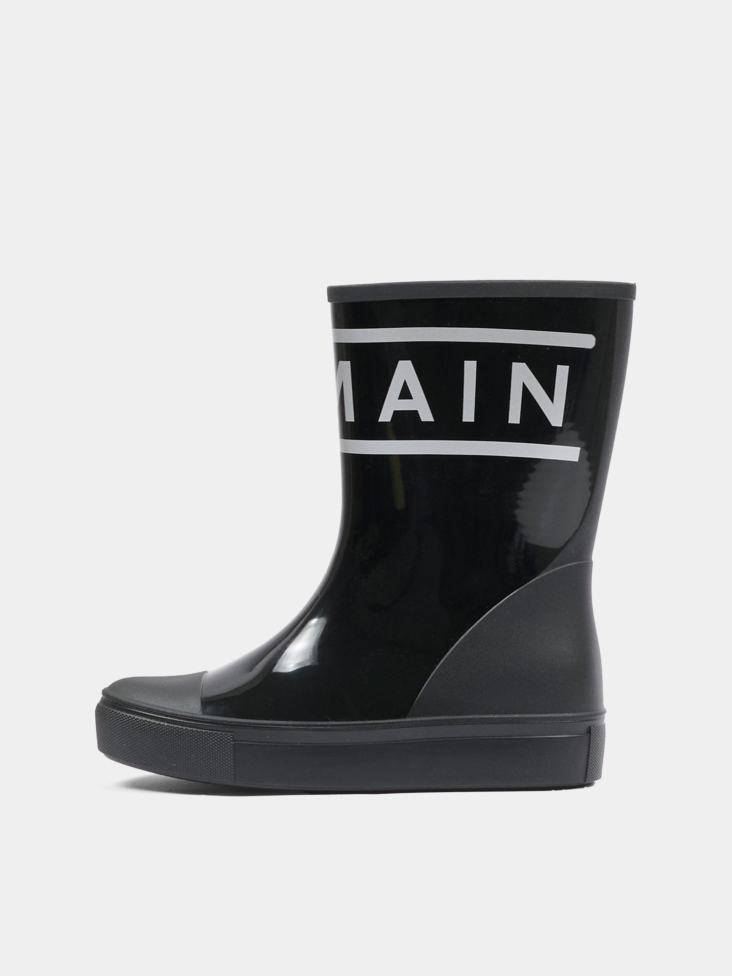 Stivali pioggia neri per bambina con logo,Balmain Kids,BT0S26 Z1831 930AG