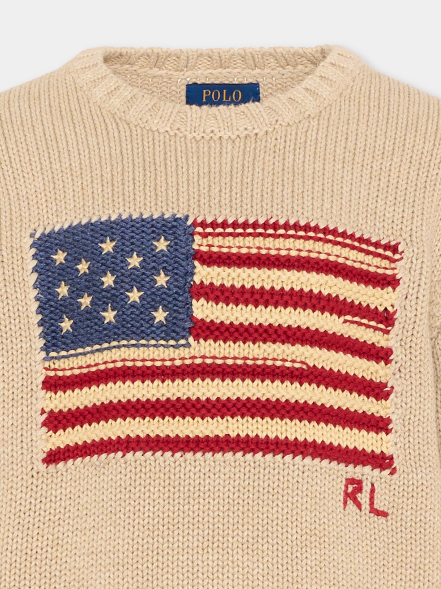 Maglione beige per bambini con logo,Ralph Lauren Kids,B18575001