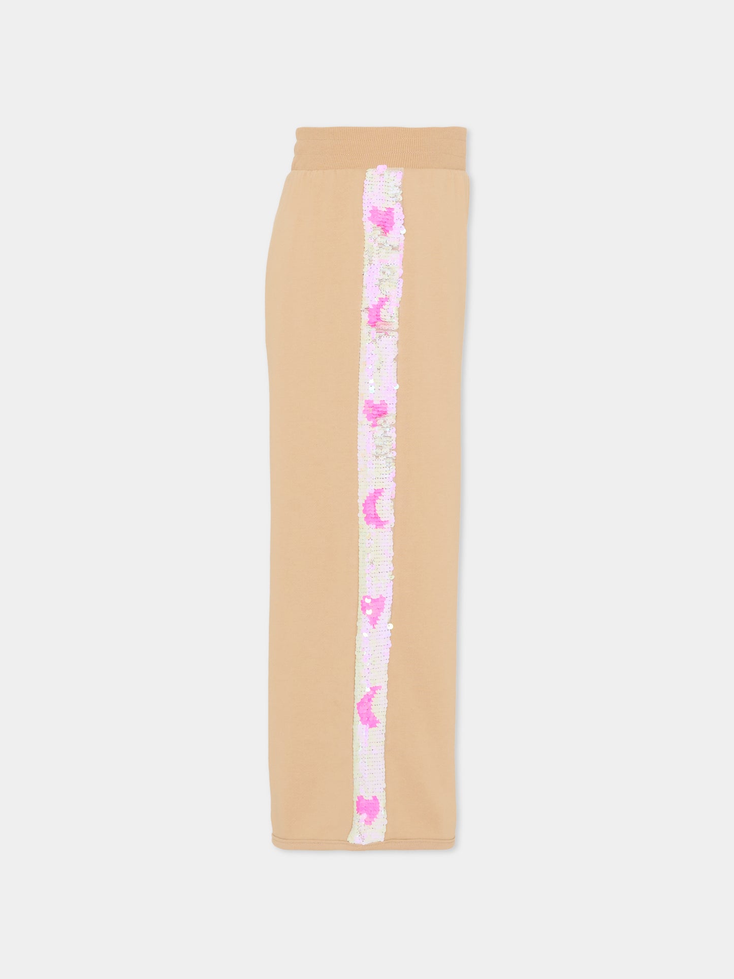 Pantaloni beige per bambina con paillettes,Billieblush,U21336 215