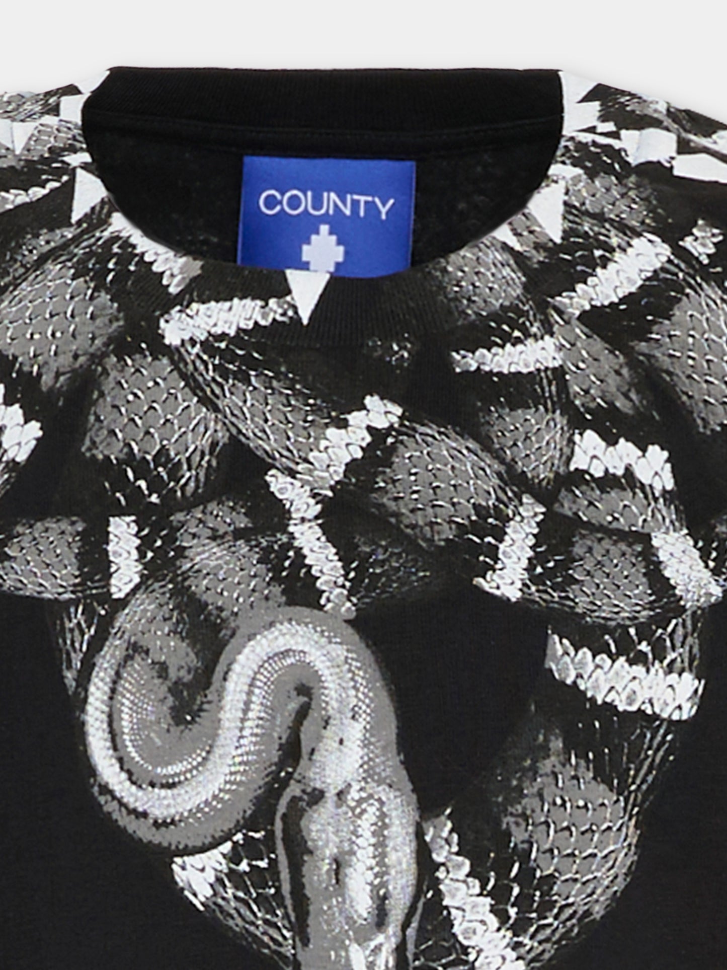 T-shirt nera per bambino con serpente,County Of Milan Kids,F5CMJBTH042 110