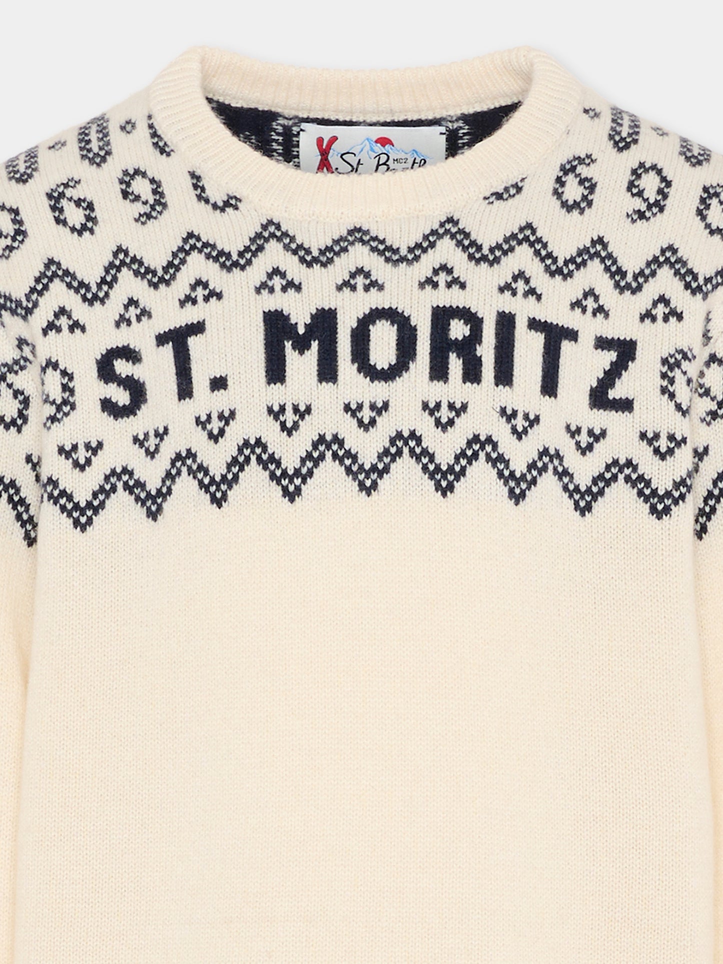 Maglione avorio per bambino con motivo jacquard,Mc2 Saint Barth,DOU0003 02384G