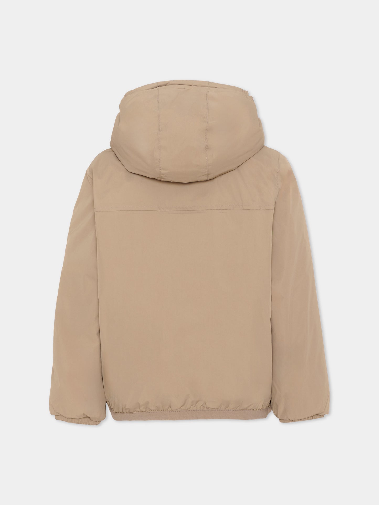 Piumino beige Claude Orsetto per bambini con logo,K-way,K7142TW WG9