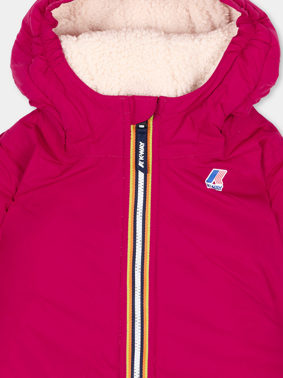 Piumino fucsia Le Vrai 4.0 Claudine Orsetto per neonati con logo,K-way,K7142RW X6R