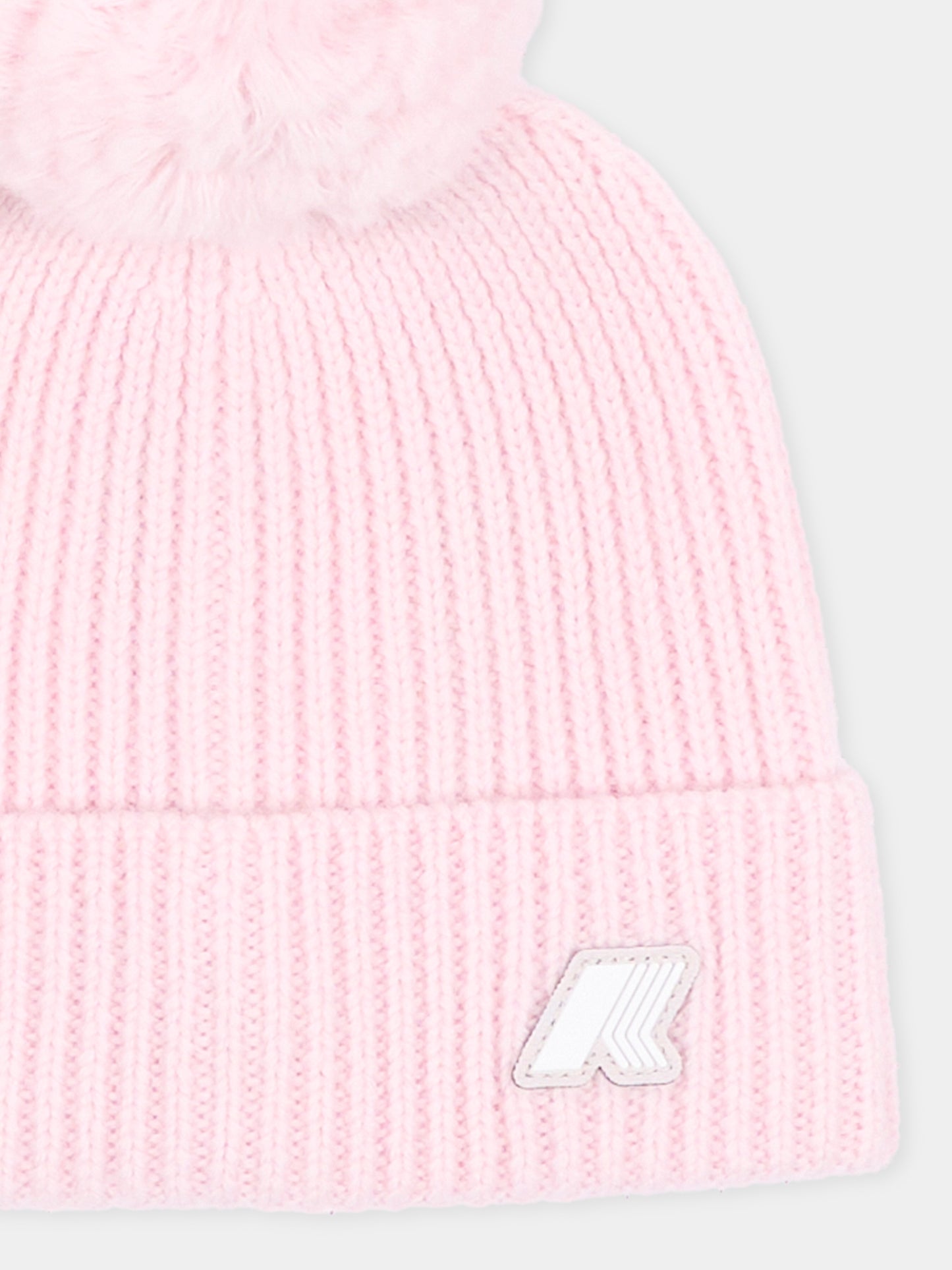 Berretto rosa per bambina con logo,K-way,K31359W W4U