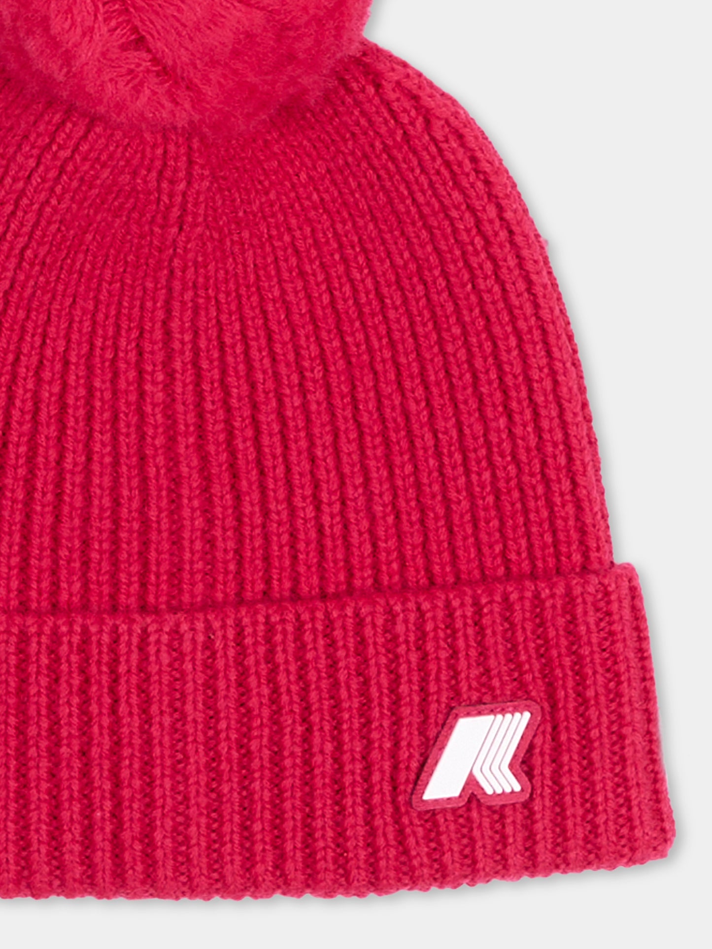 Berretto fucsia per bambina con logo,K-way,K31359W X6R