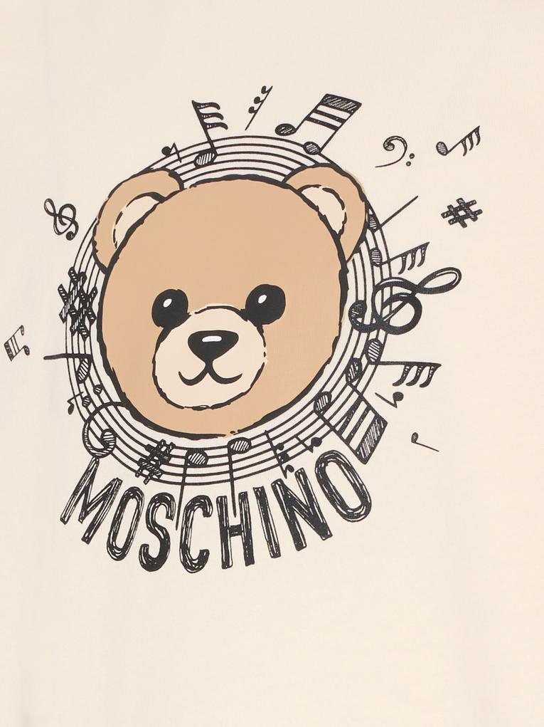 T-shirt avorio per bambino con Teddy Bear e note musicali,Moschino Kids,HOM058 LAA10 10123