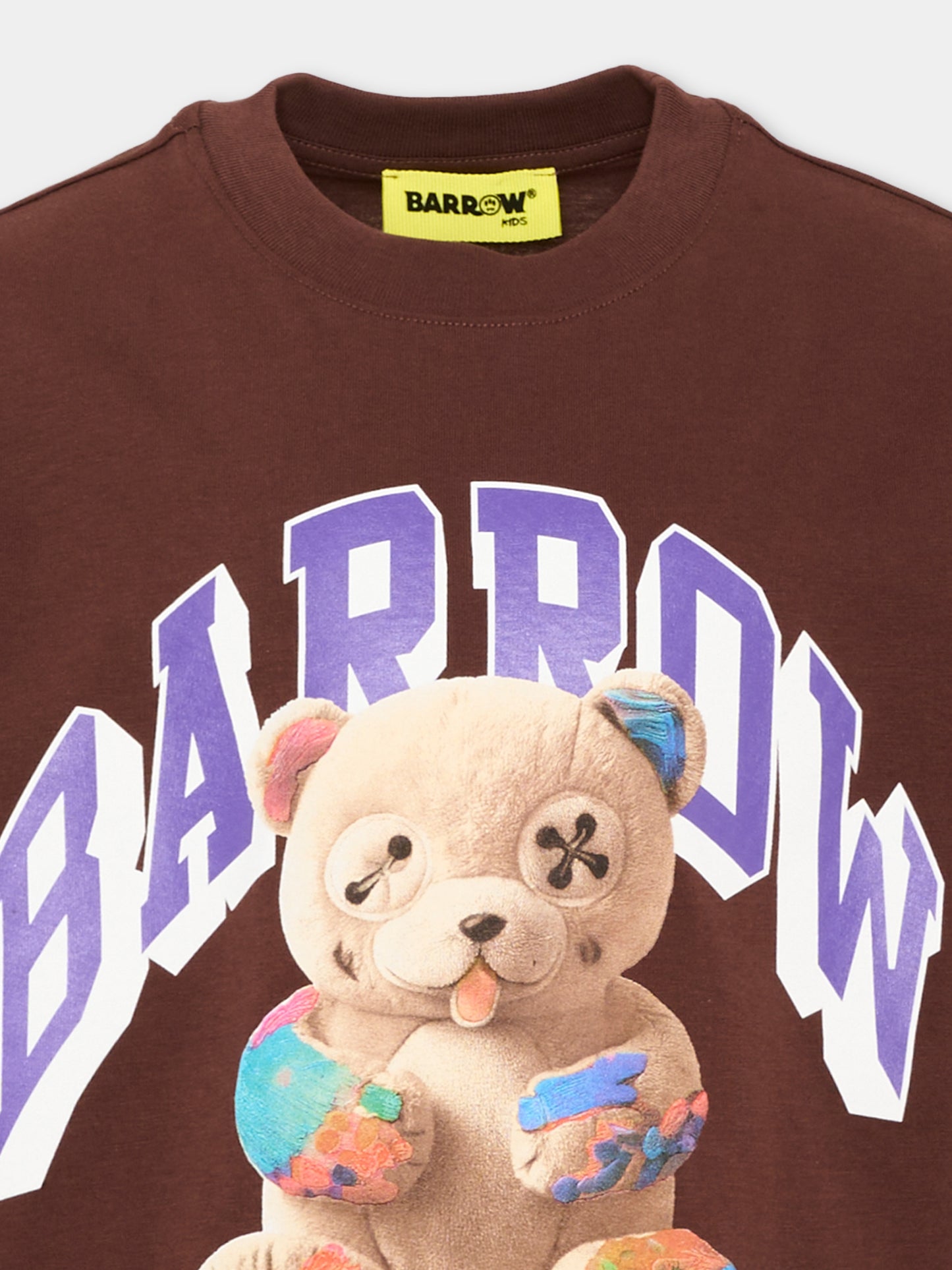 T-shirt marrone con stampa orsetto,Barrow,F6BKJUTH027 408