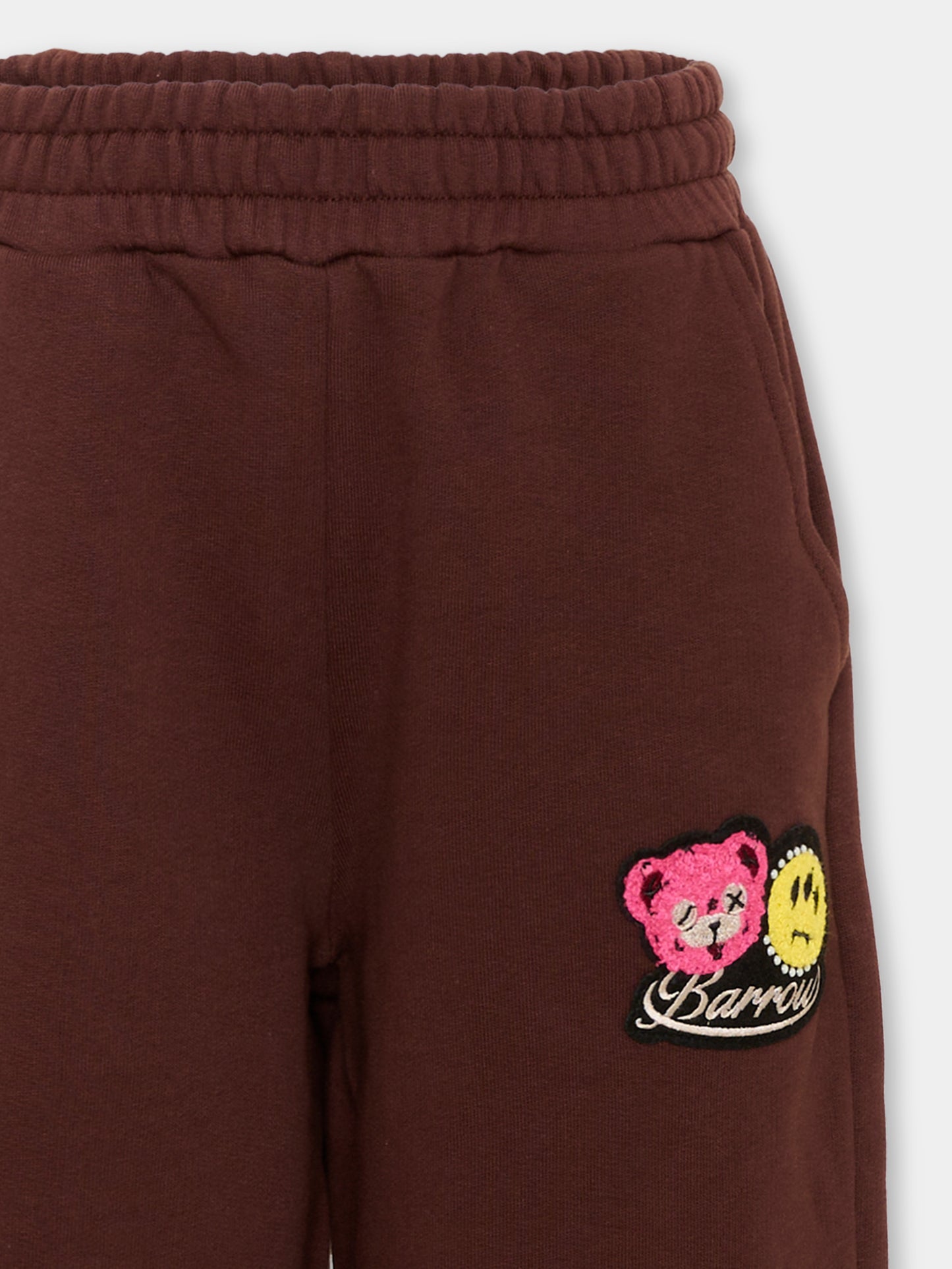 Pantaloni sportivi marroni per bambina con logo,Barrow,F6BKJGFP129 408