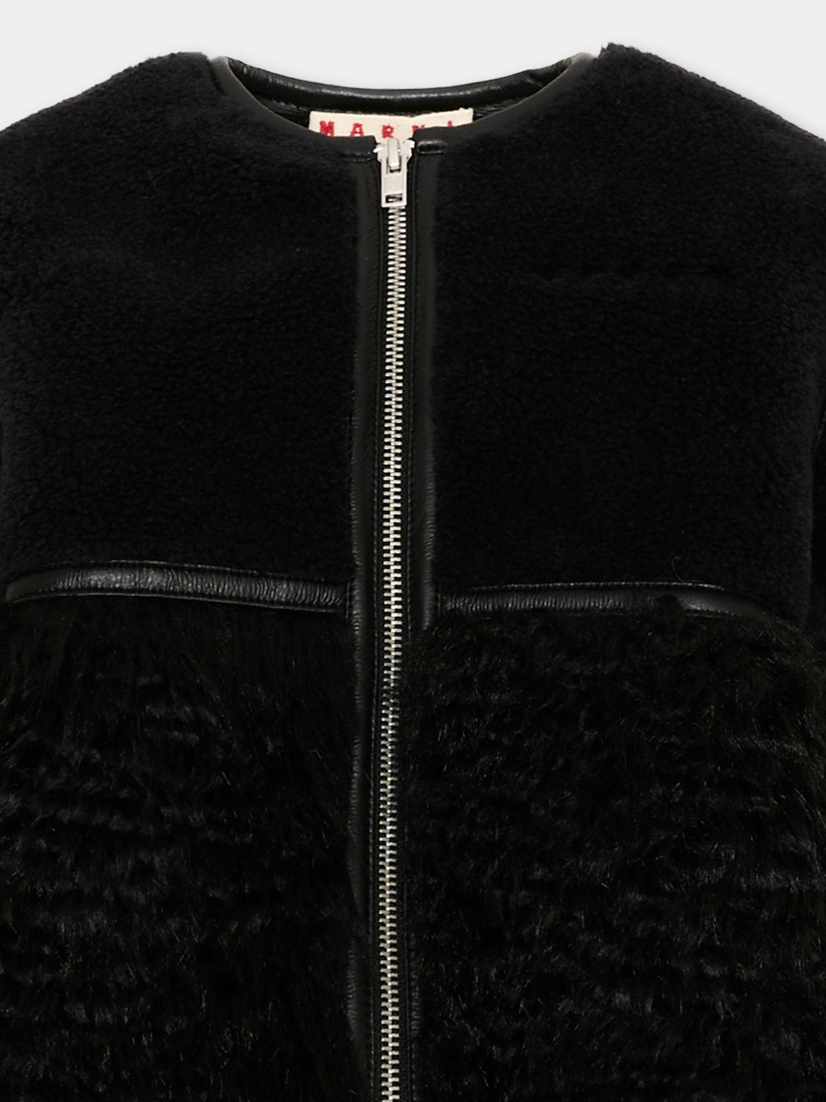 Ecopelliccia nera per bambina con zip,Marni Kids,M01930 M00U9 0M900