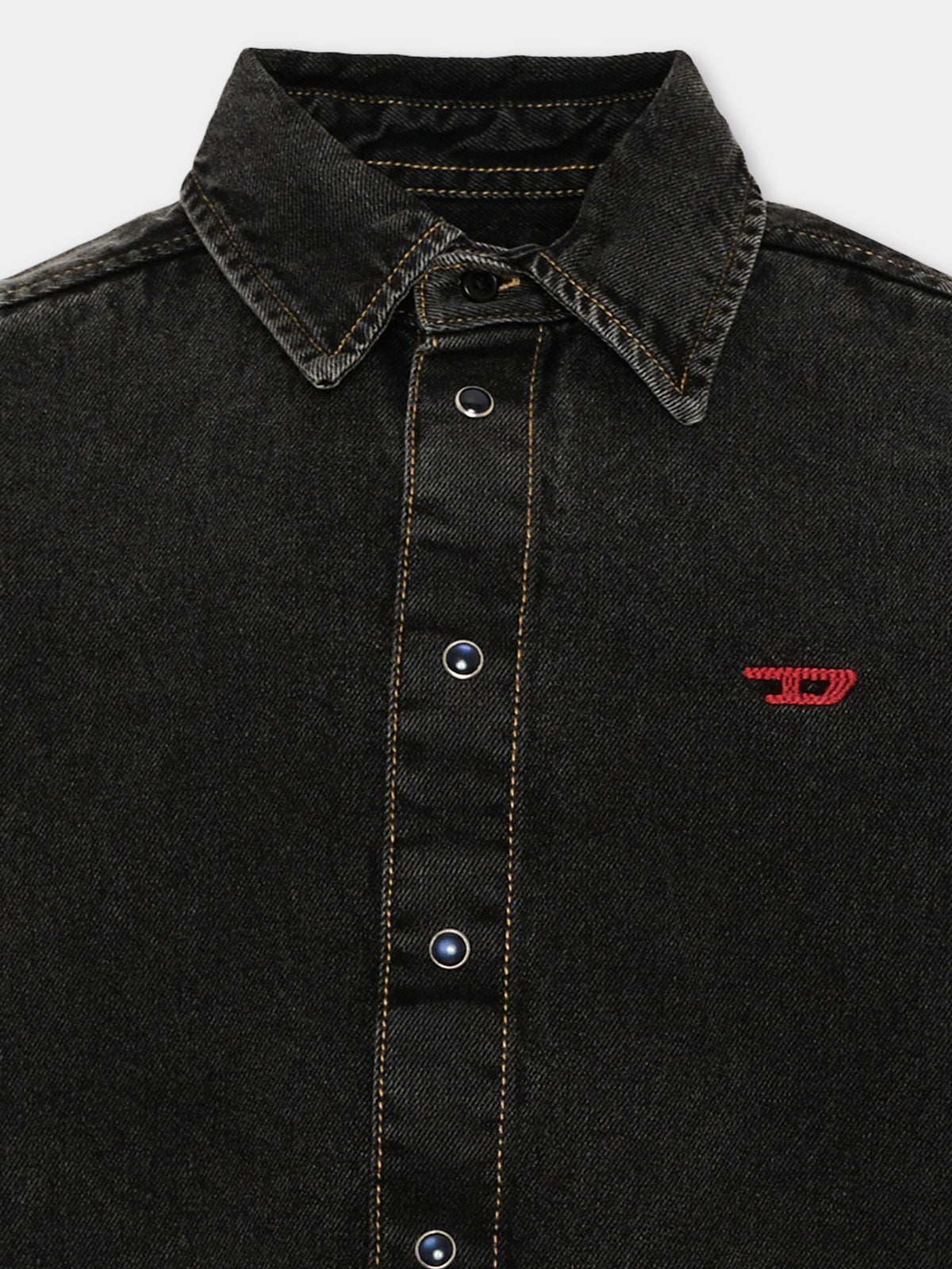 Camicia a manica lunga nera in denim per bambino,Diesel,J01330 KXBU6 K02