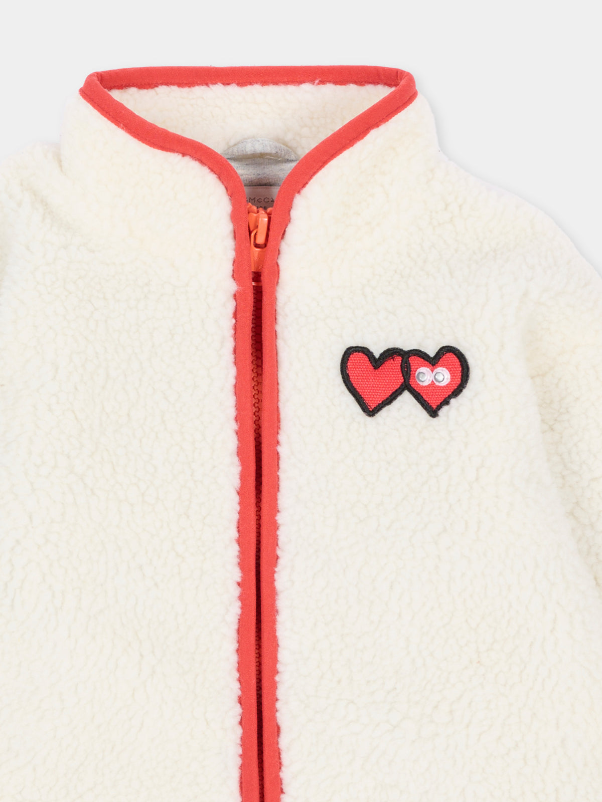 Ecopelliccia avorio per neonata con cuori,Stella Mccartney Kids,TZ2047 Z0506 101