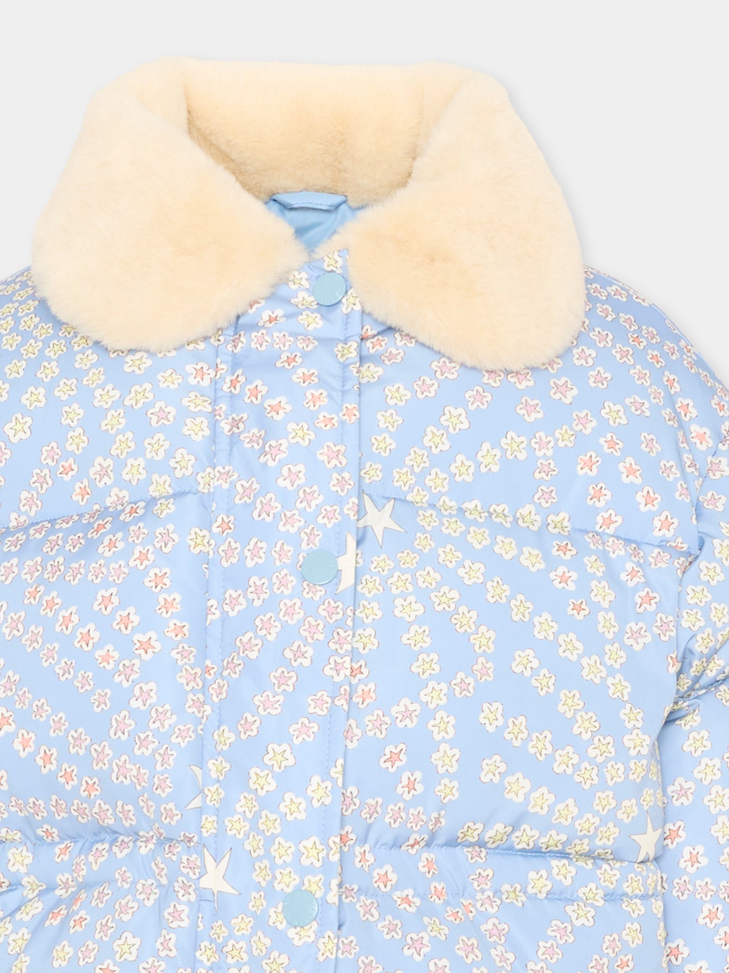 Piumino azzurro per bambina a fiori,Stella Mccartney Kids,TZ2B17 Z3869 61EMC