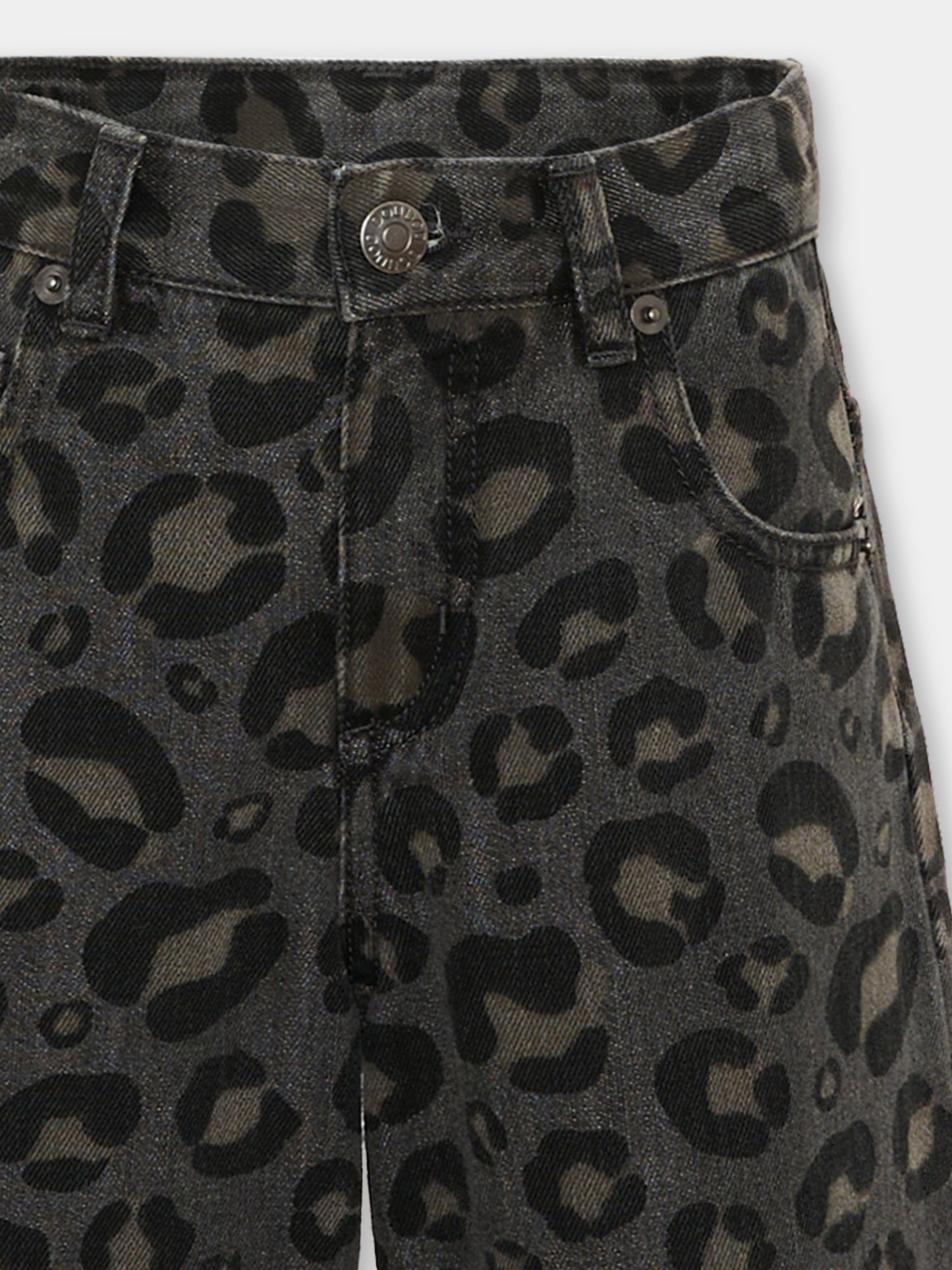 Jeans grigio per bambina animalier,Douuod Kids,DZ6P60 Z4163 924BG