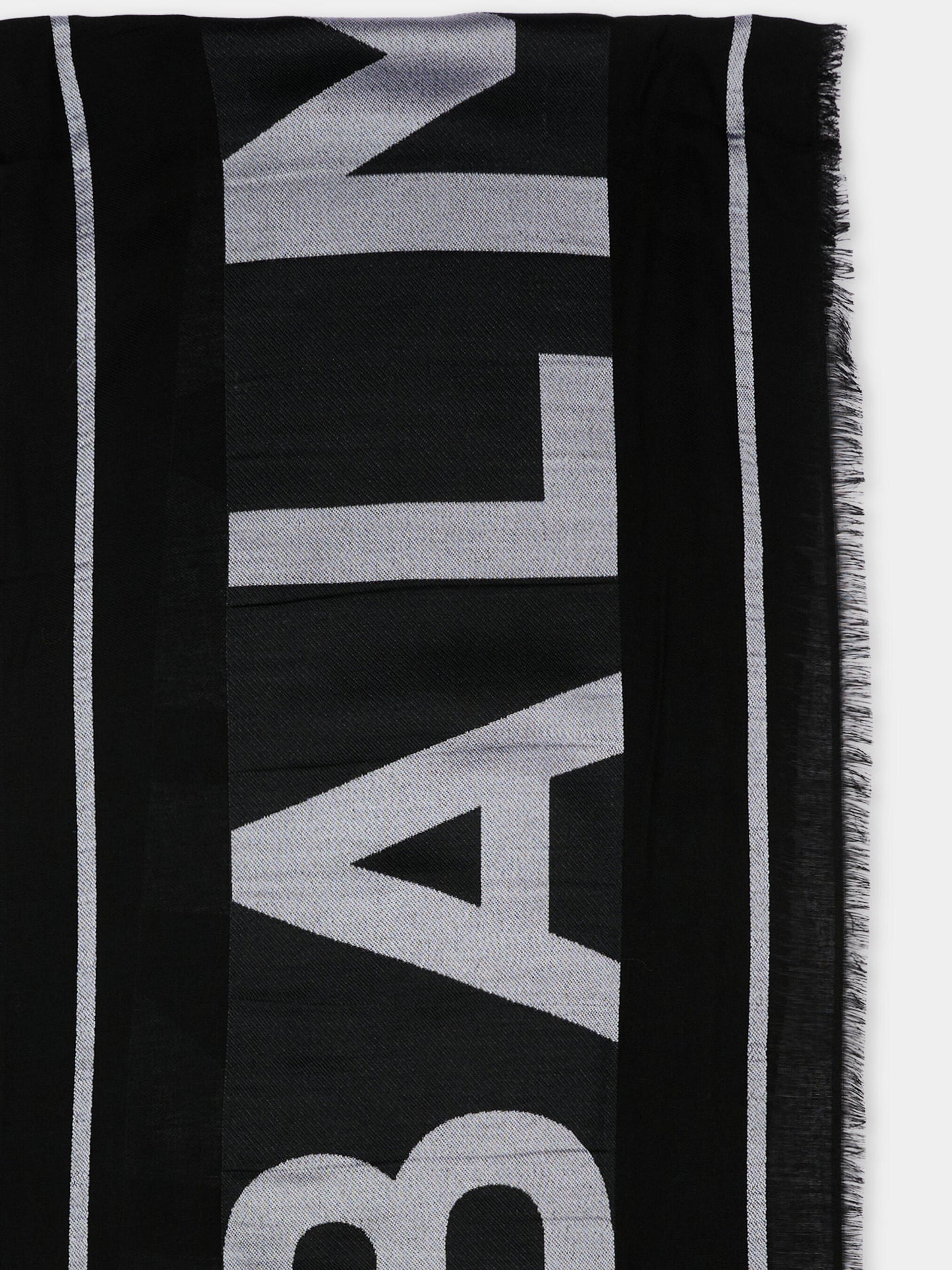 Sciarpa nera per bambini con logo,Balmain Kids,BY0R13 Z3649 930BC