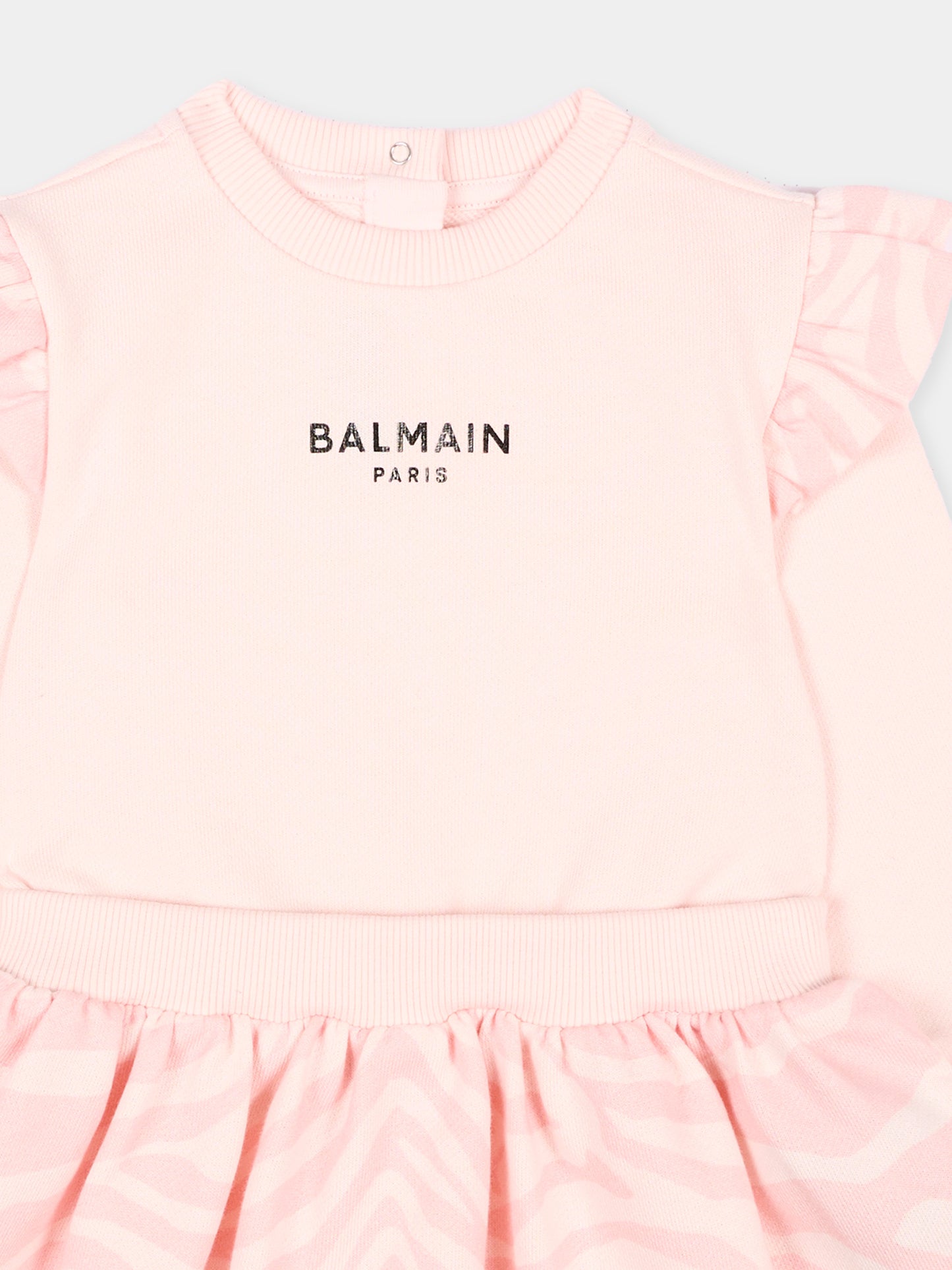 Vestito rosa per neonata con logo,Balmain Kids,BZ1200 Z3183 508RS