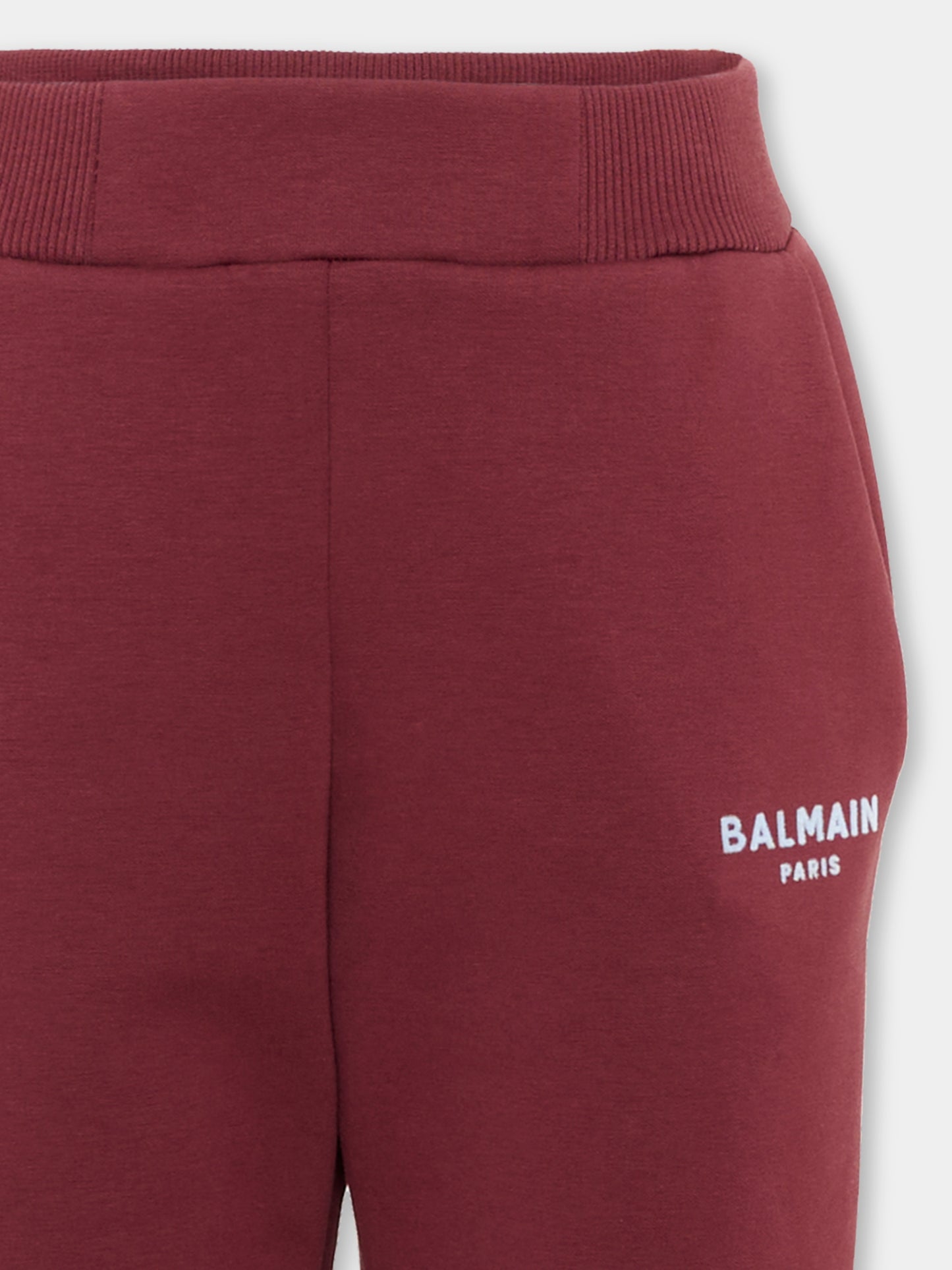Pantaloni sportivi bordeaux per bambino con logo,Balmain Kids,BZ6I60 Z3728 530CE