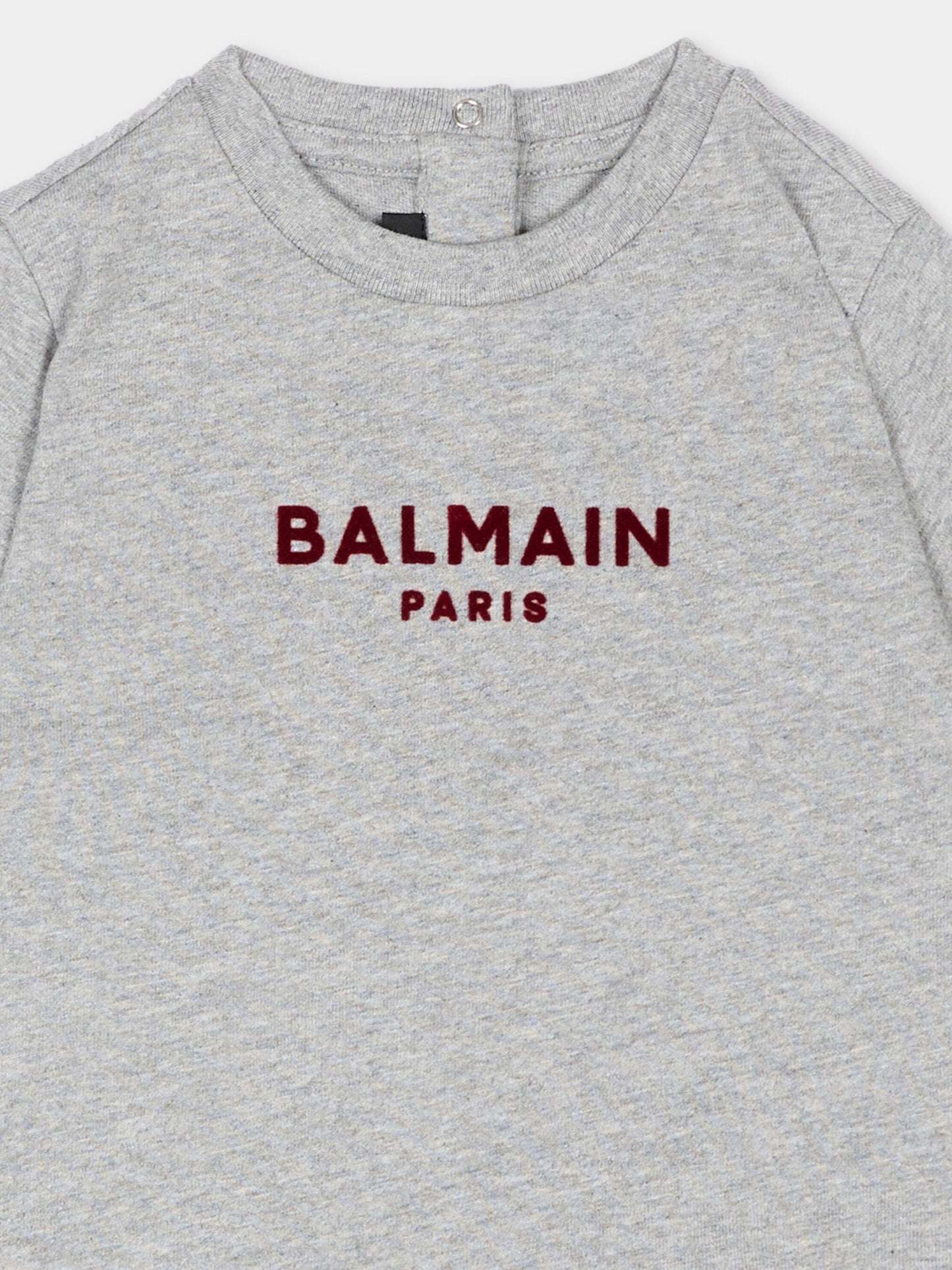 T-Shirt grigia per neonati con logo,Balmain Kids,BZ8341 Z3191 806BD