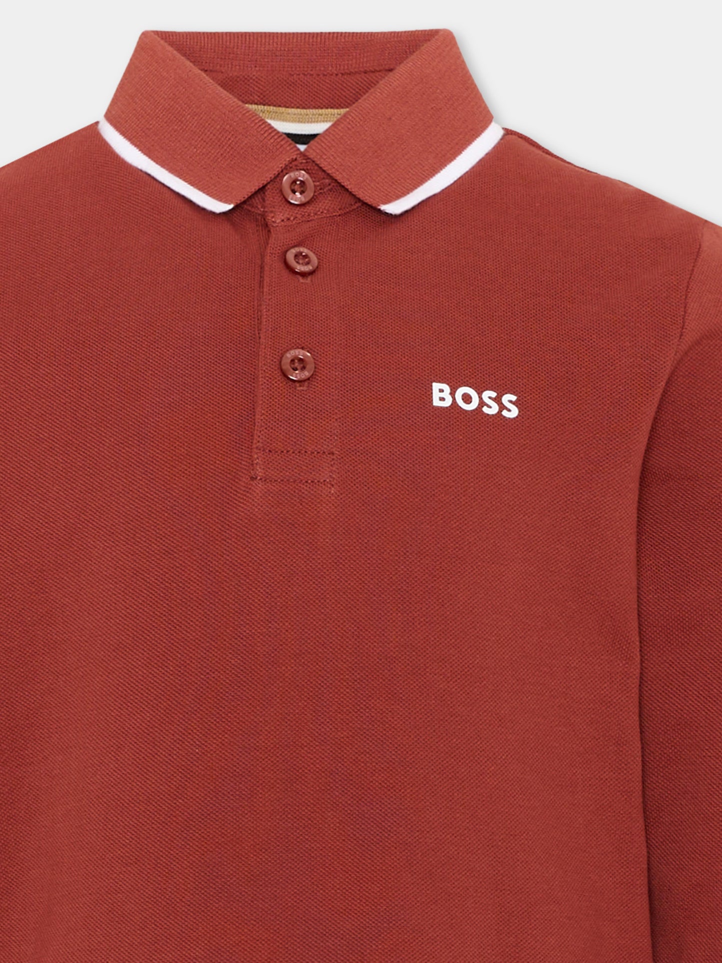 Polo bordeaux per bambino con logo,Boss,J53376 95G