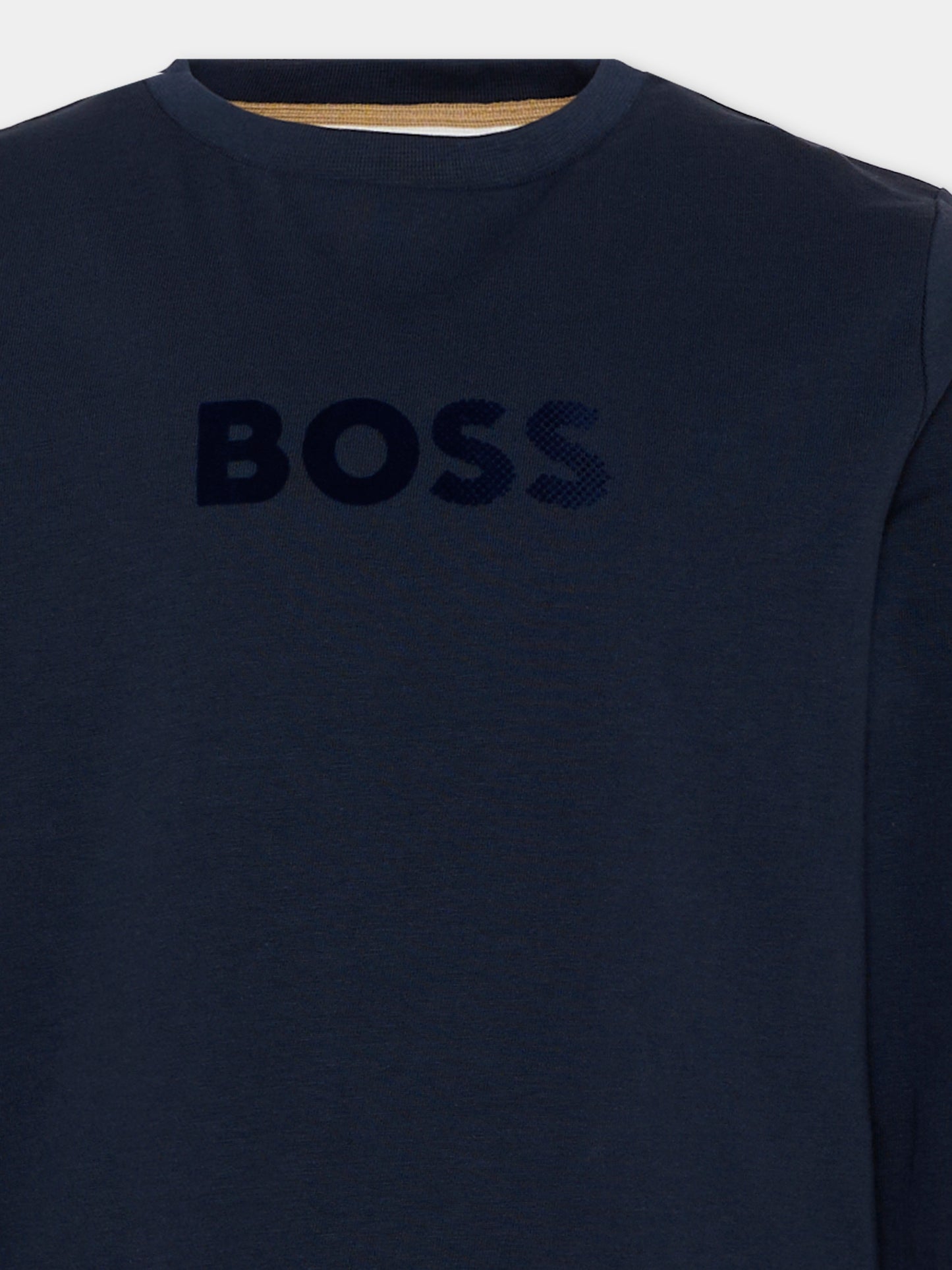 T-shirt blu per bambino con logo,Boss,J53423 849