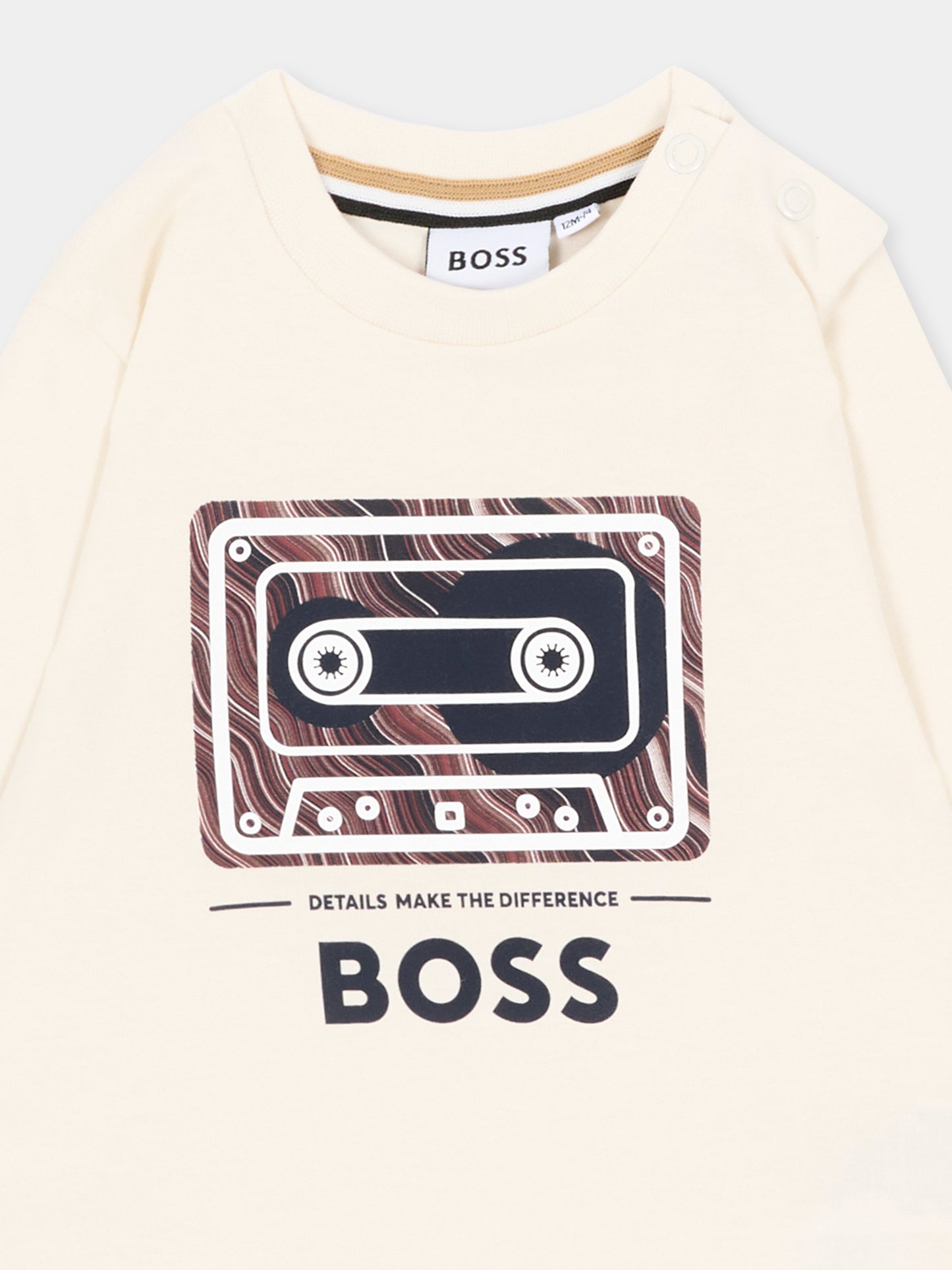 T-shirt avorio per neonato con cassetta,Boss,J53503 120