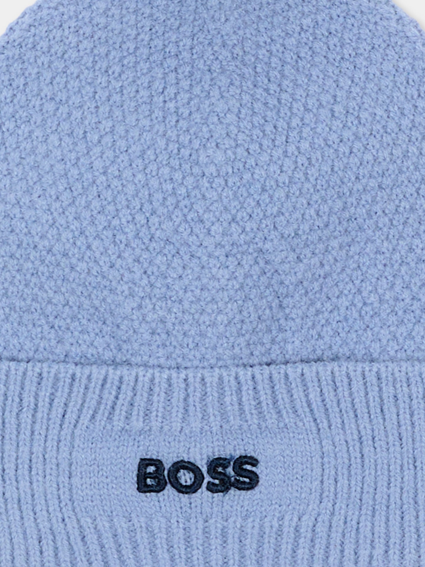 Berretto azzurro per neonato con logo,Boss,J53576 896