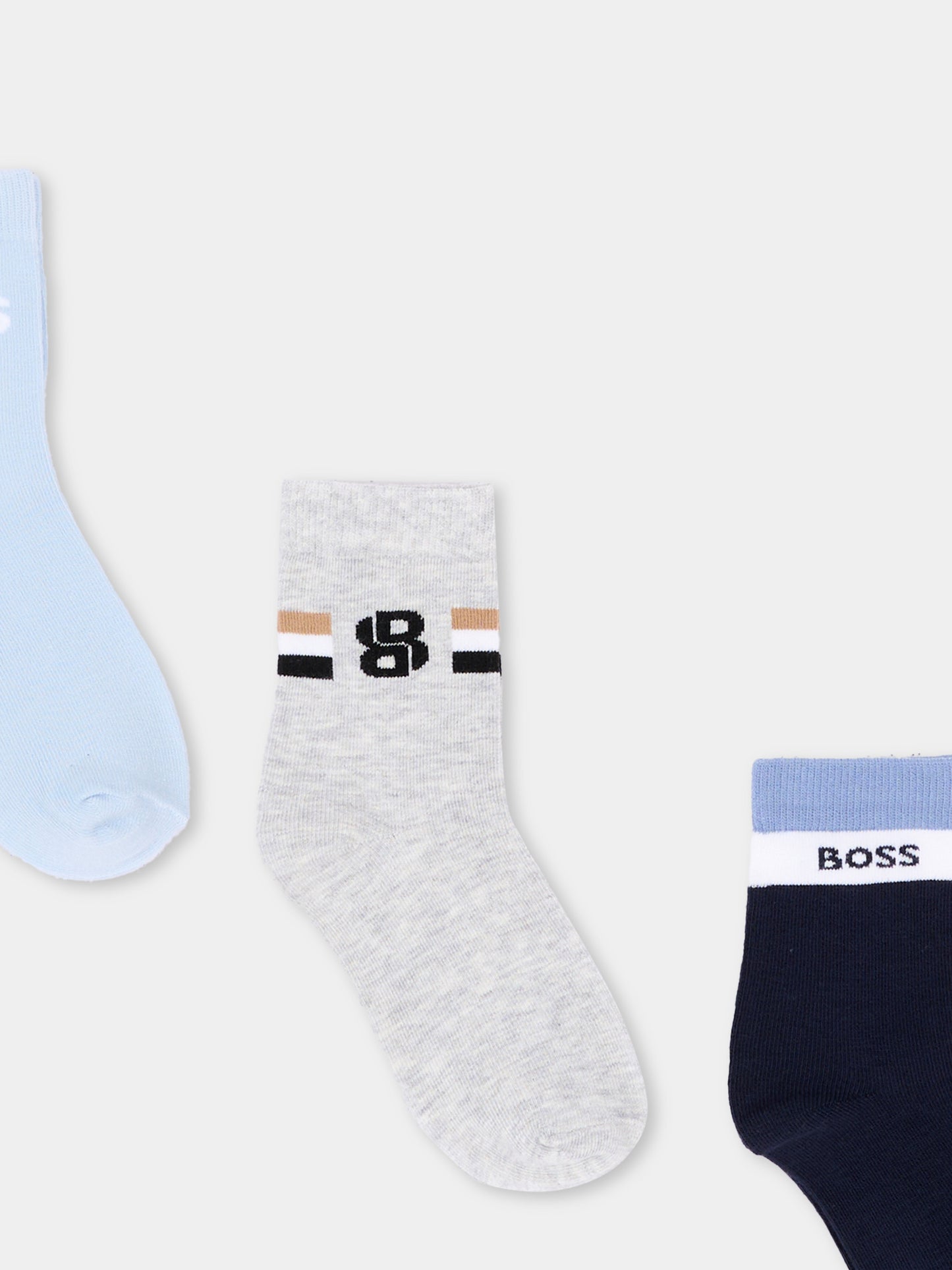 Calzini multicolor per neonato con logo,Boss,J53578 849
