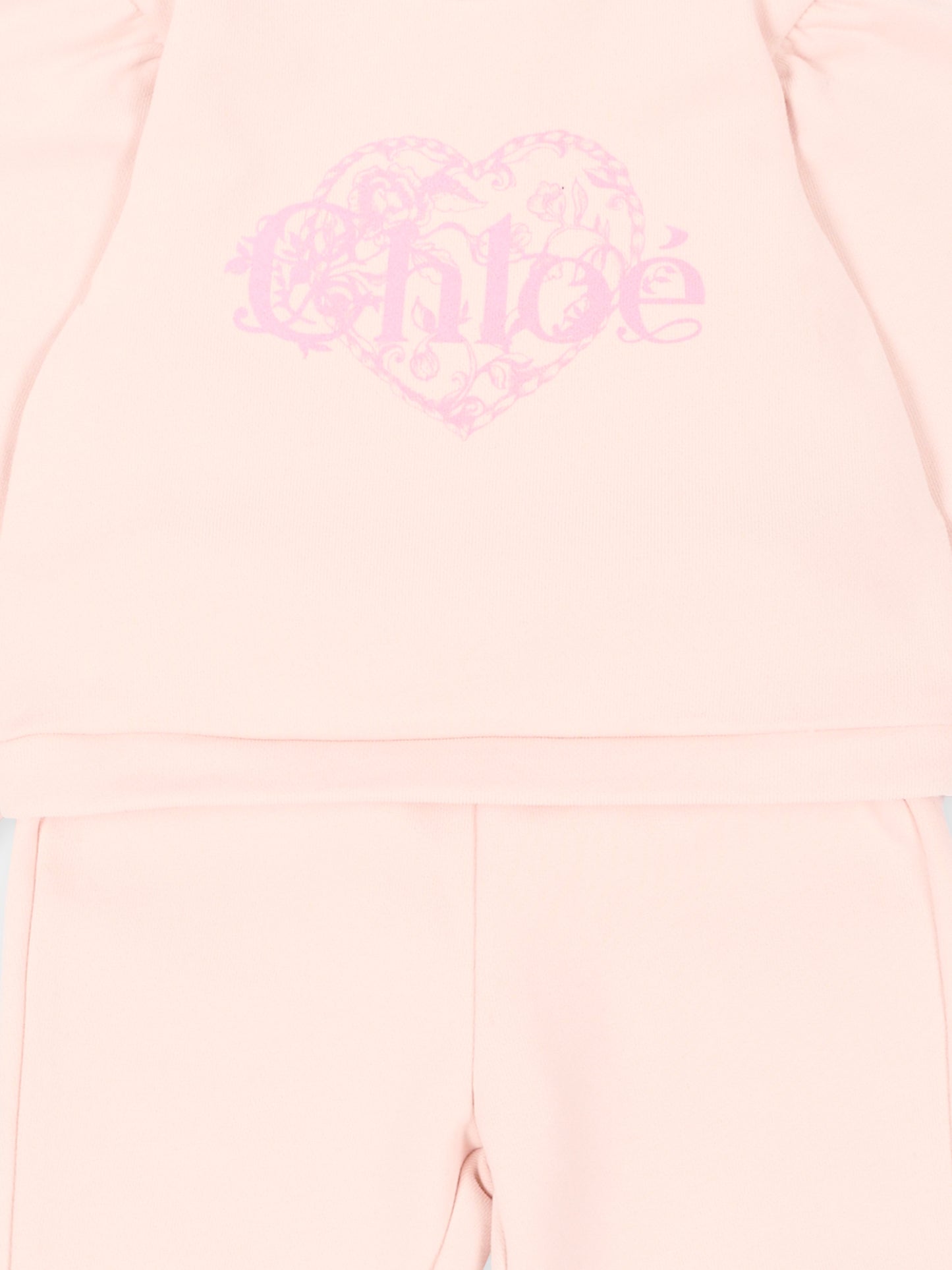 Completo sportivo lungo rosa per neonata,Chloé Kids,C21348 46J