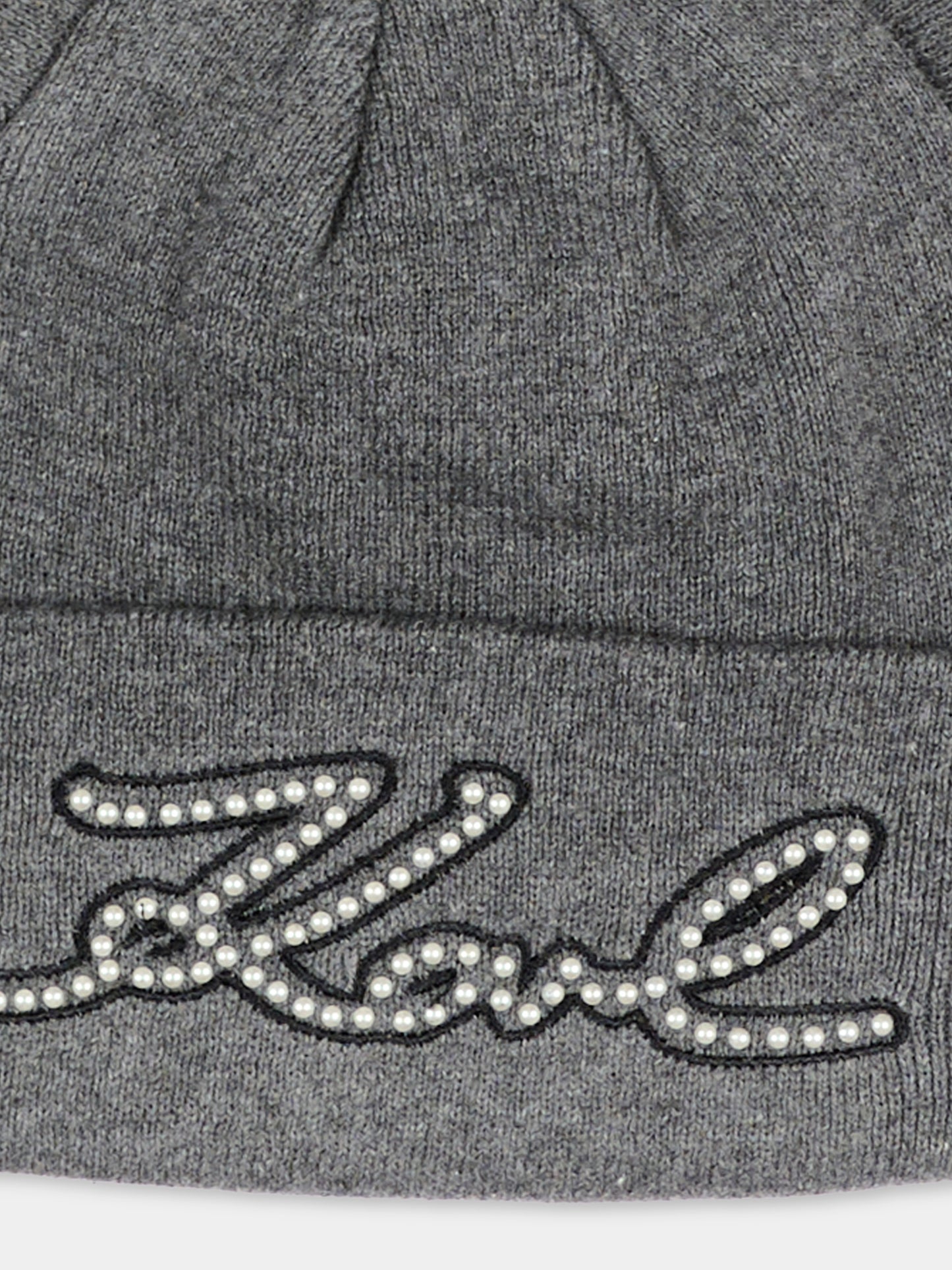 Berretto grigio per bambina con logo,Karl Lagerfeld Kids,Z31423 A19