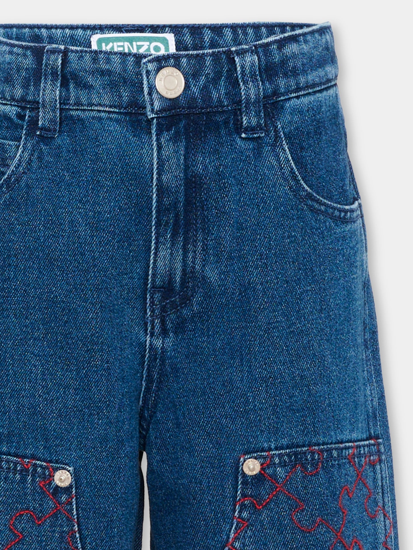 Jeans denim per bambini con patch logo,Kenzo Kids,K61917 Z25
