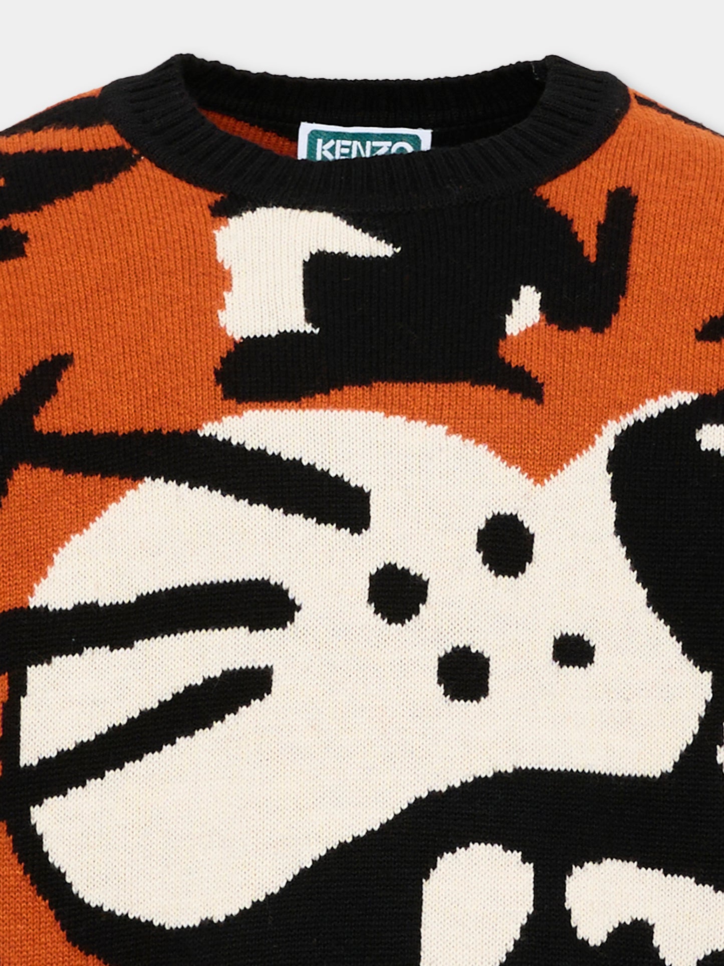 Maglione arancione per bambini con tigre,Kenzo Kids,K61939 E10