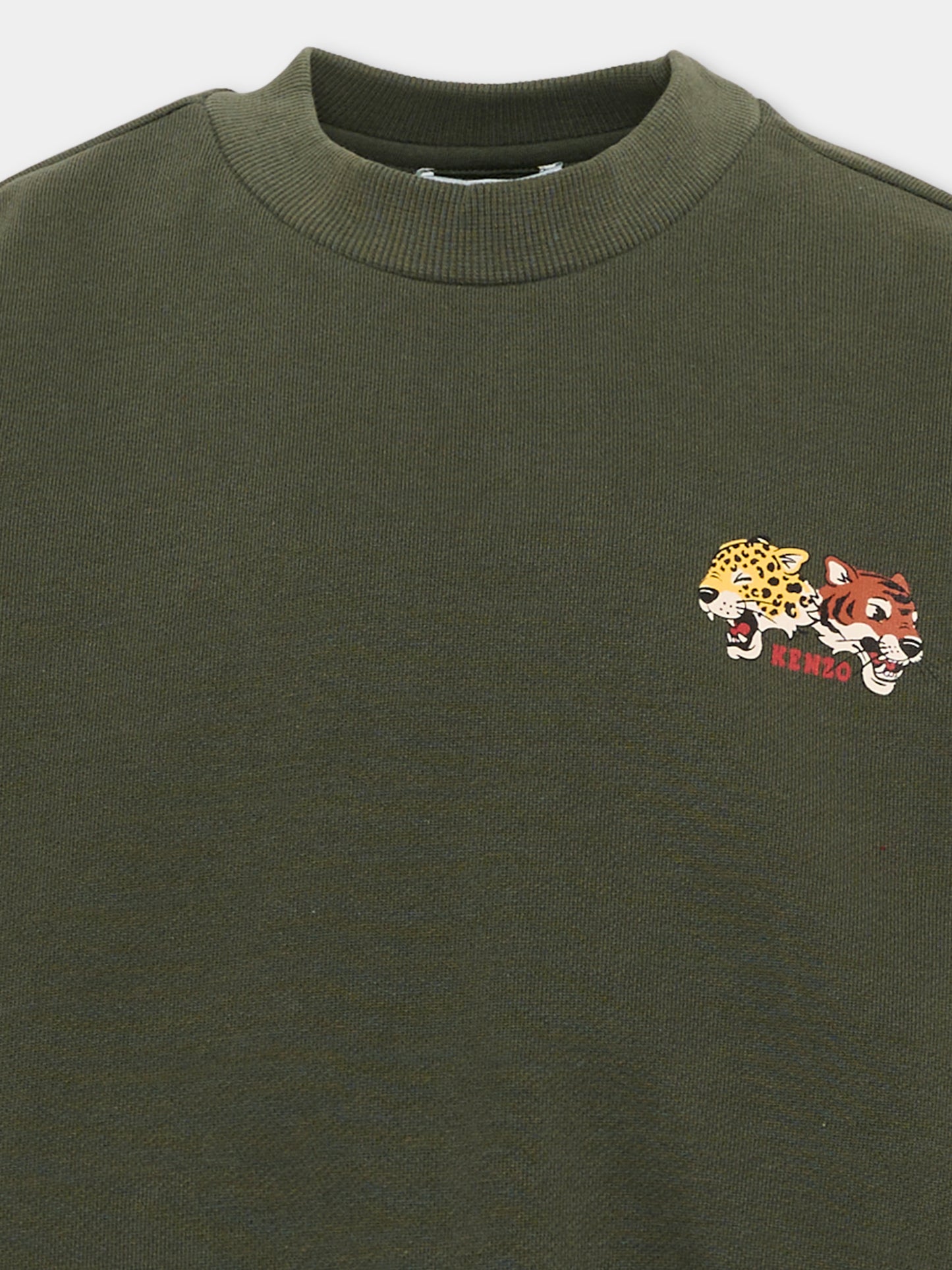 Felpa verde per bambini con logo,Kenzo Kids,K61940 64Q