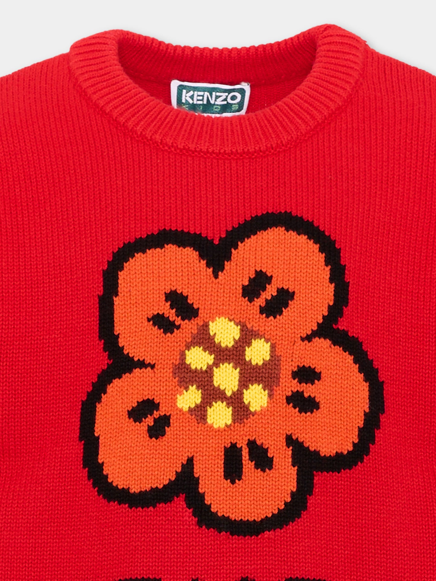 Maglione rosso per bambina con logo,Kenzo Kids,K62007 990