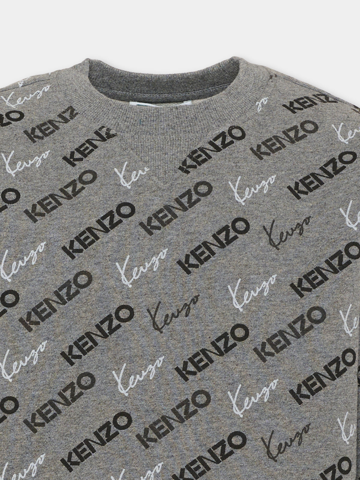 Felpa girocollo grigia per bambino con logo,Kenzo Kids,K62032 A29
