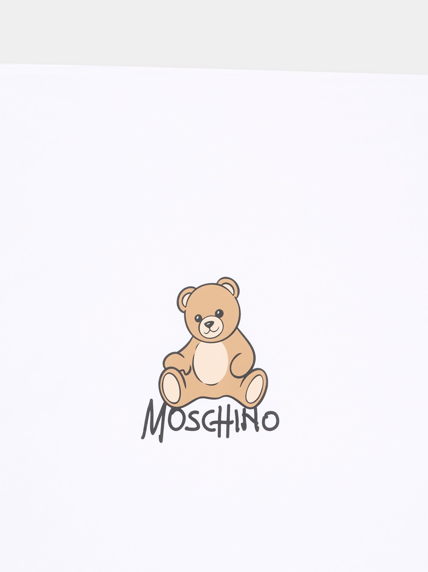 Coperta bianca per neonati con Teddy Bear,Moschino Kids,MTB00F LCA40 10101