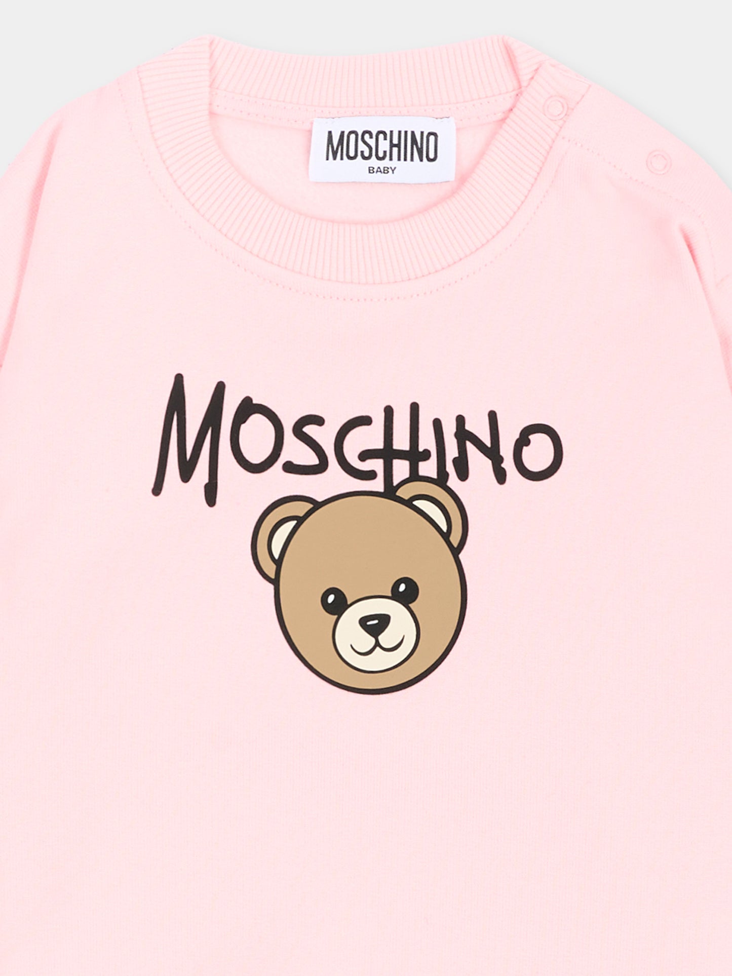 Felpa rosa per neonata con Teddy Bear,Moschino Kids,MUF06H LCA83 50209