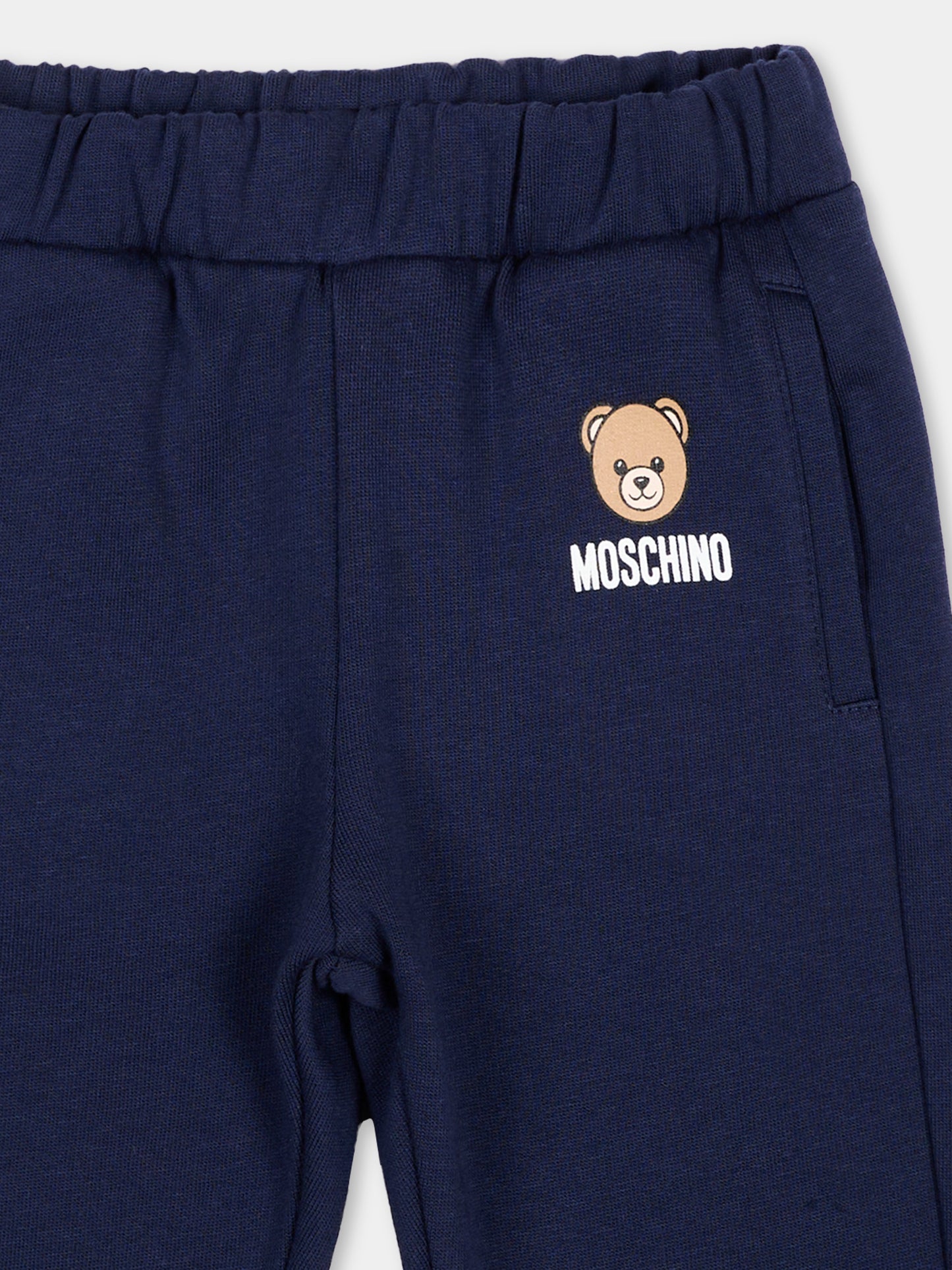 Pantaloni sportivi blu per neonati con Teddy Bear,Moschino Kids,MUP05X LCA92 40016