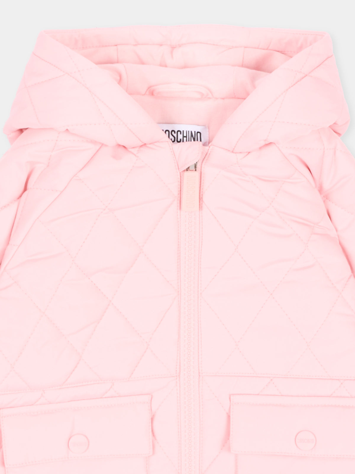 Piumino rosa per neonata con Teddy Bear,Moschino Kids,MUS036 L3AC6 50209