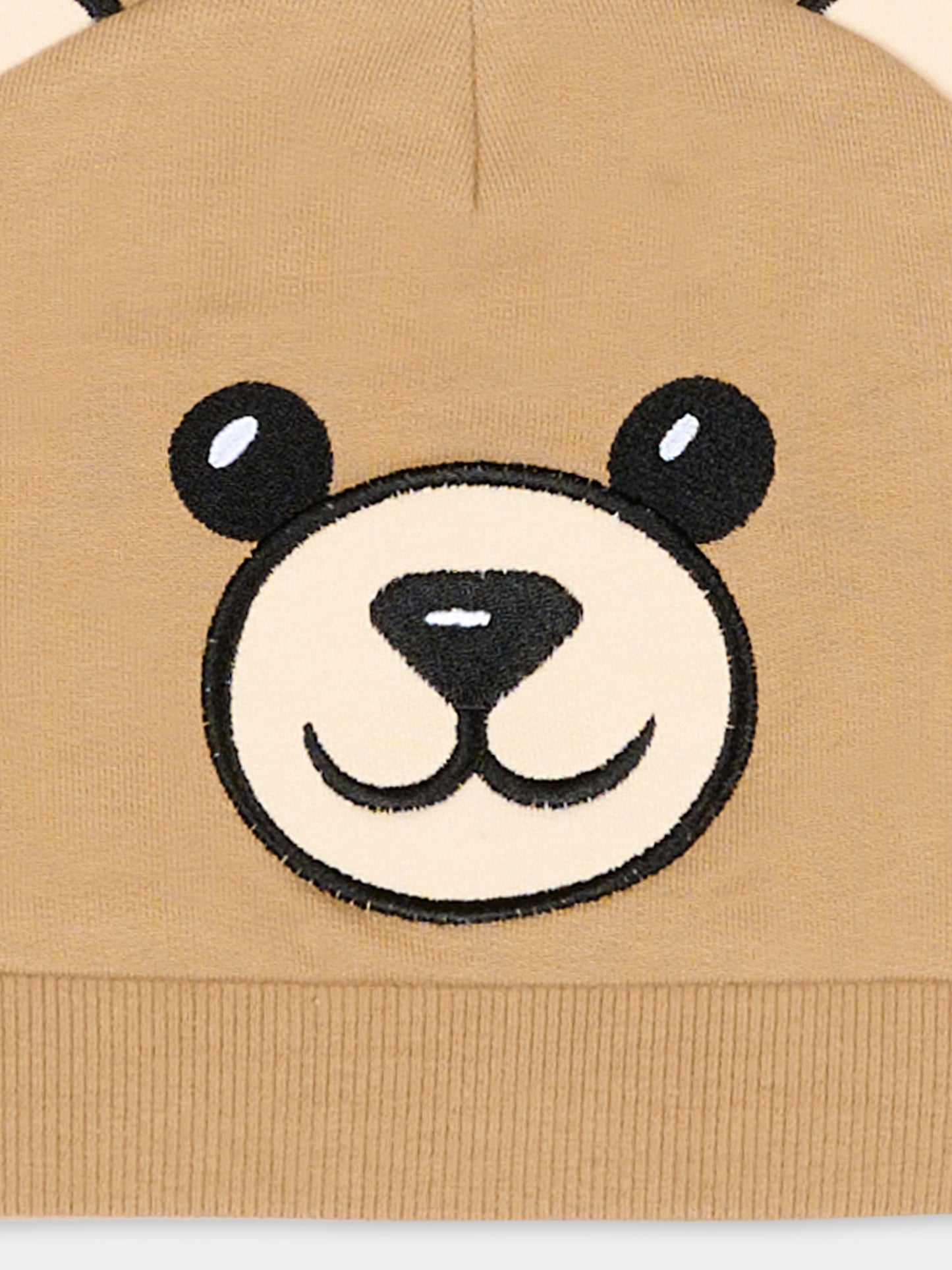Cappello per neonato beige con orsetto,Moschino Kids,MUX063 LCA93 20351