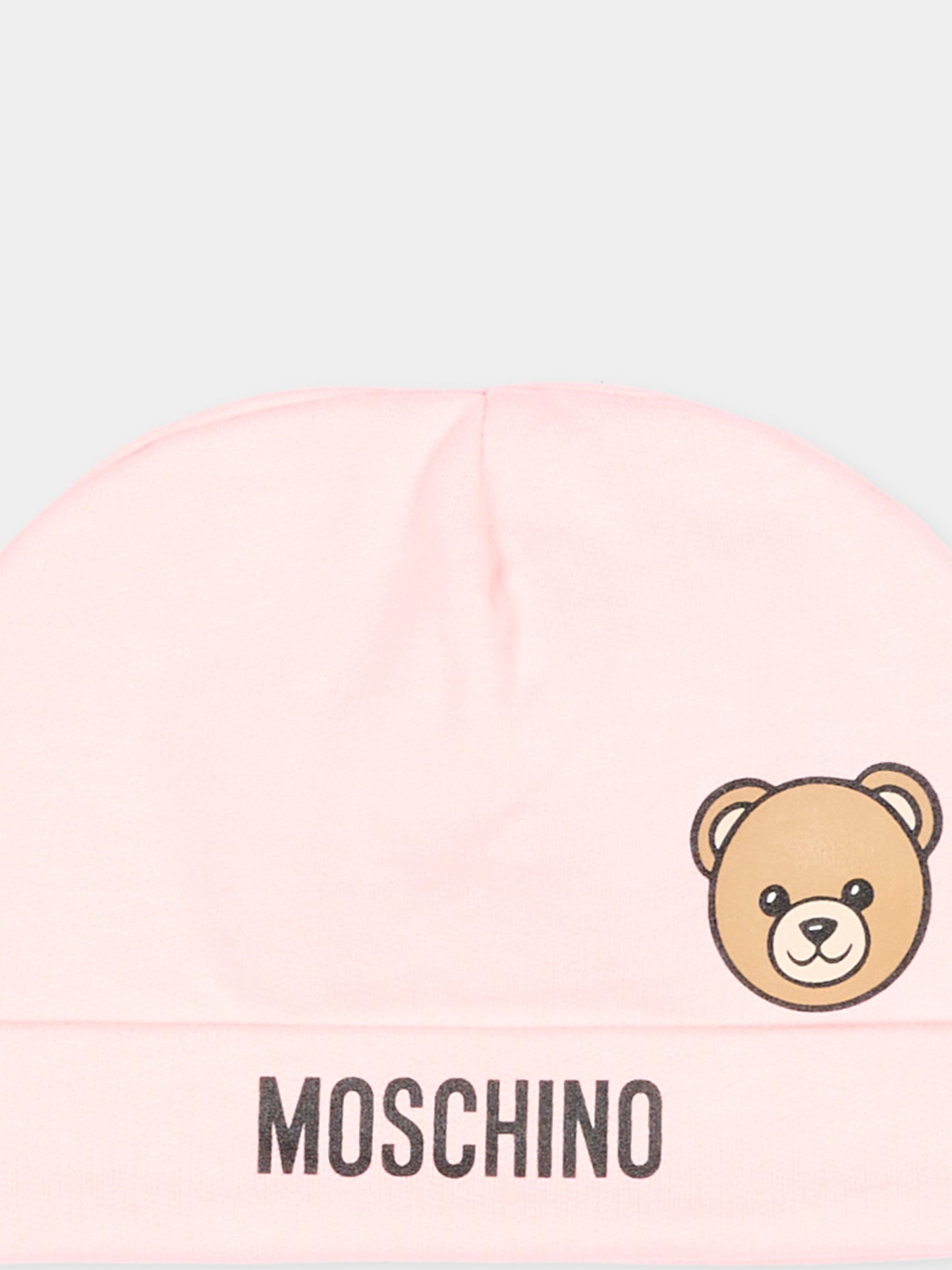 Cappellino rosa per neonata con Teddy Bear,Moschino Kids,MUX066 LCA40 50209