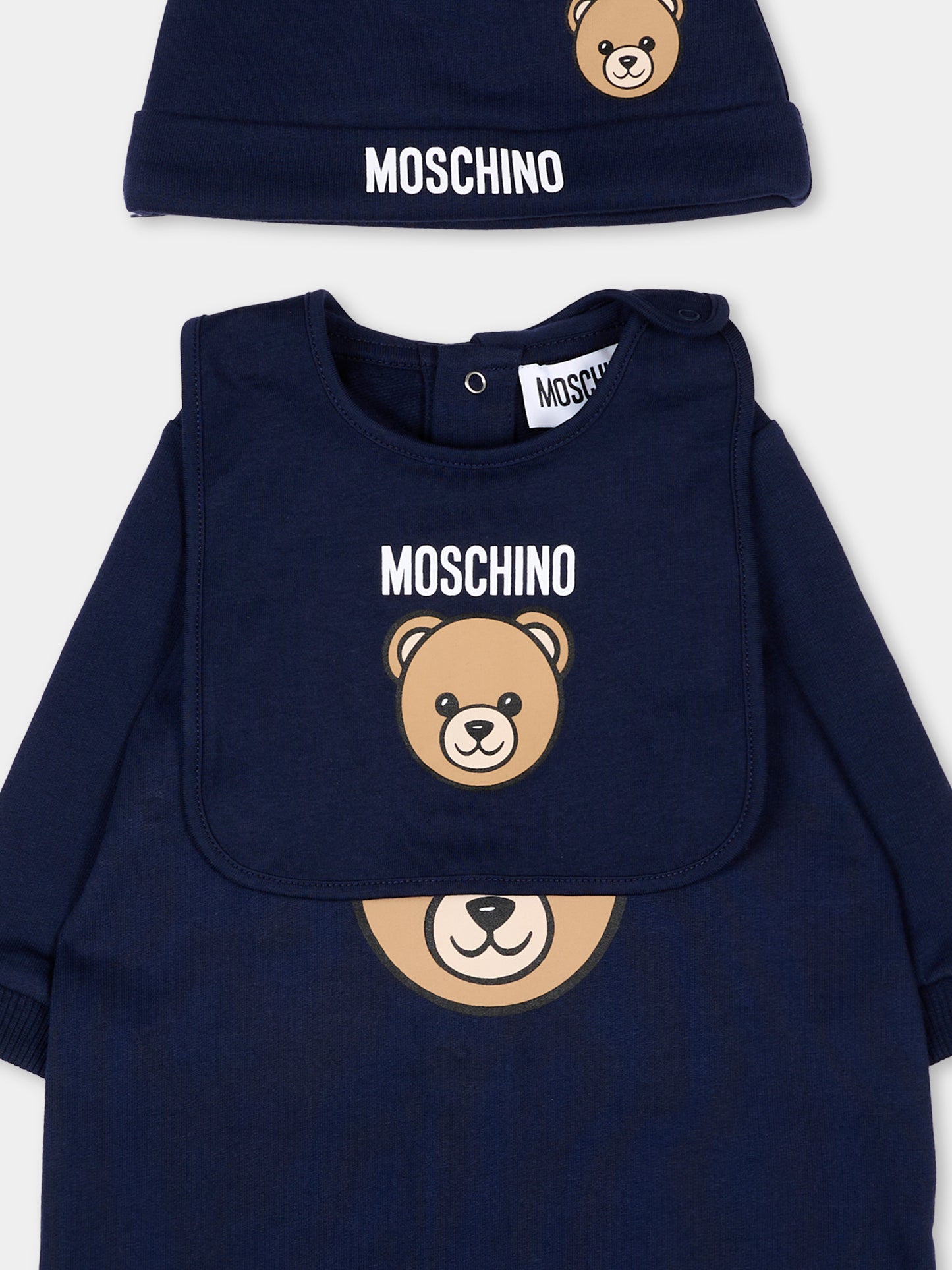 Set tutina blu per neonati con Teddy Bear,Moschino Kids,MUY09P LCA40 40016