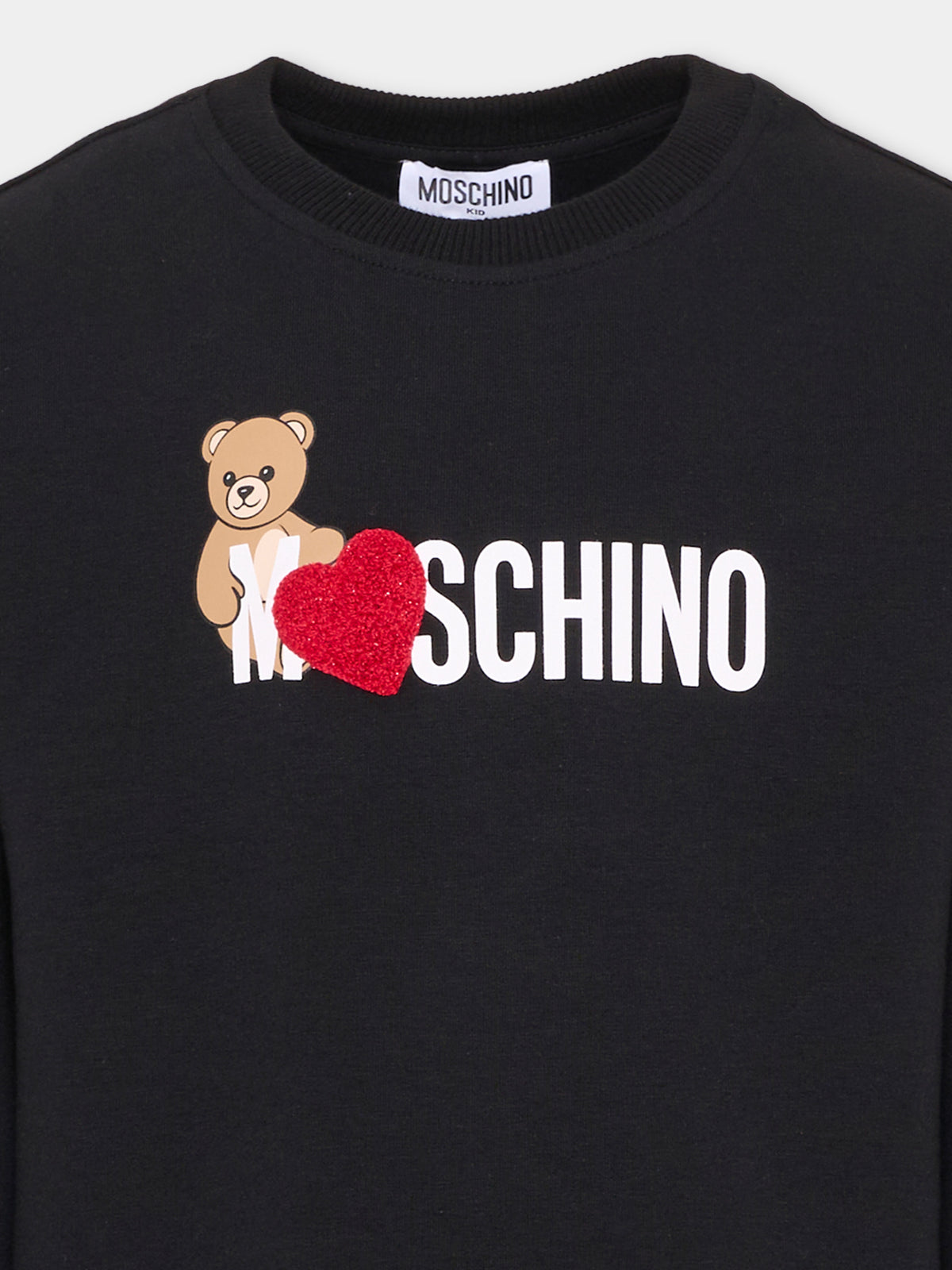 Vestito a manica lunga nero per bambina con Teddy Bear,Moschino Kids,HDV0I3 LDA18 60100