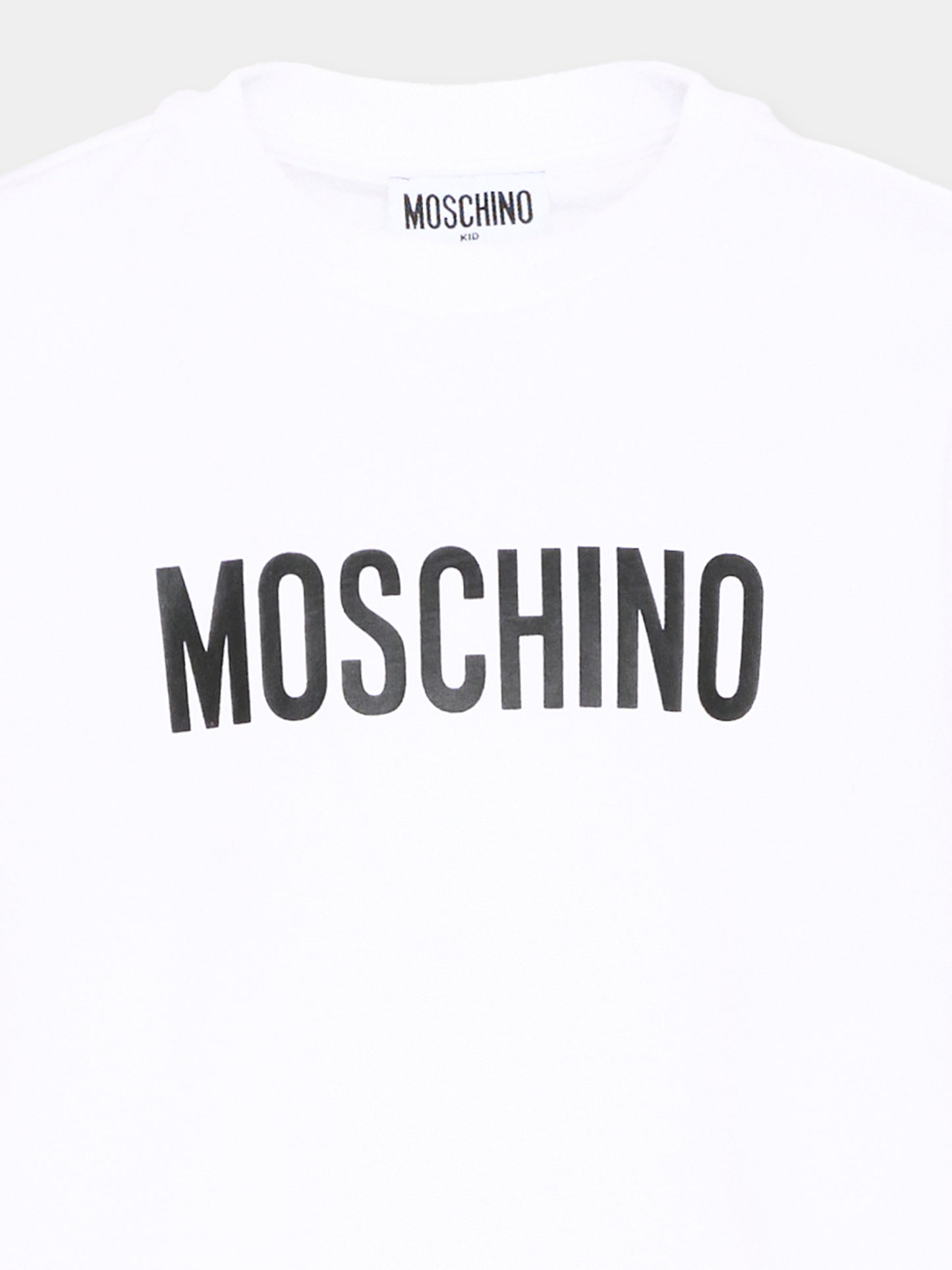 T-Shirt bianca per bambino con logo,Moschino Kids,HPM05V LAA59 10101