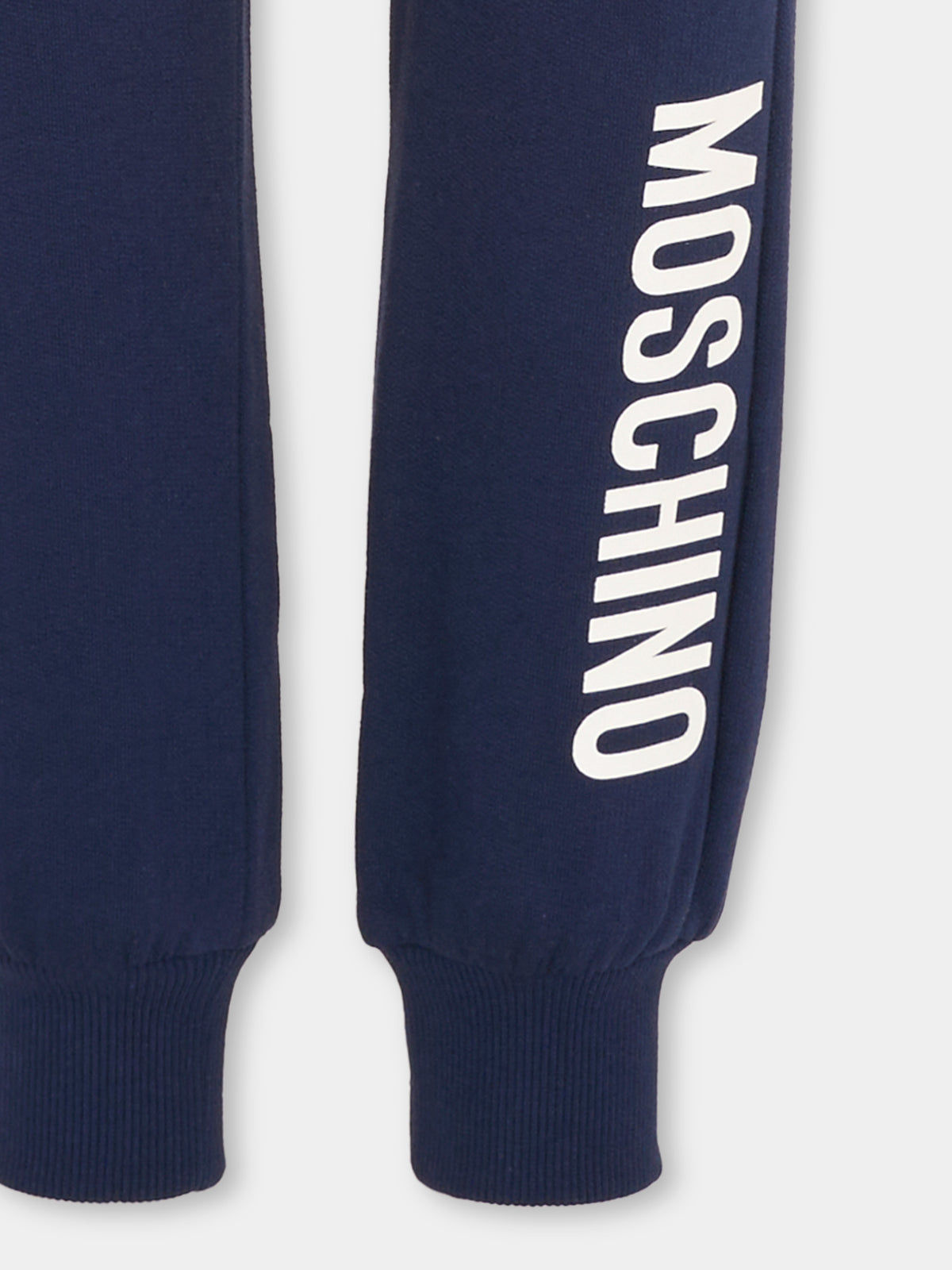Pantalone blu per bambino con logo,Moschino Kids,HPP057 LCA93 40016