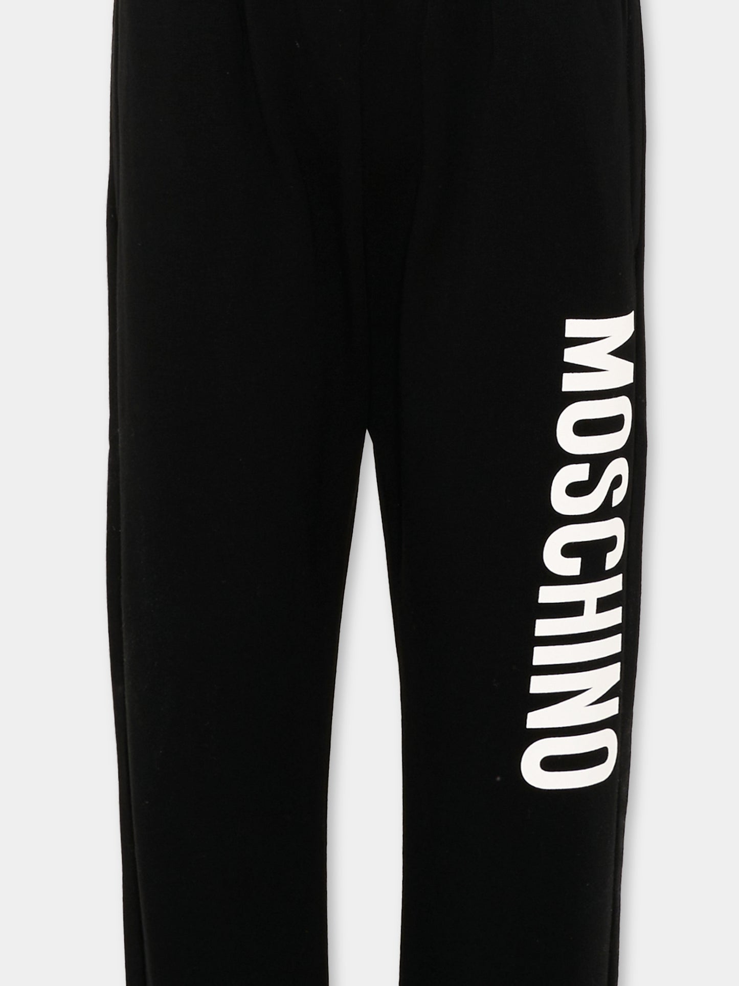 Pantaloni sportivi nero per bambini con logo,Moschino Kids,HUP08U LDA21 60100