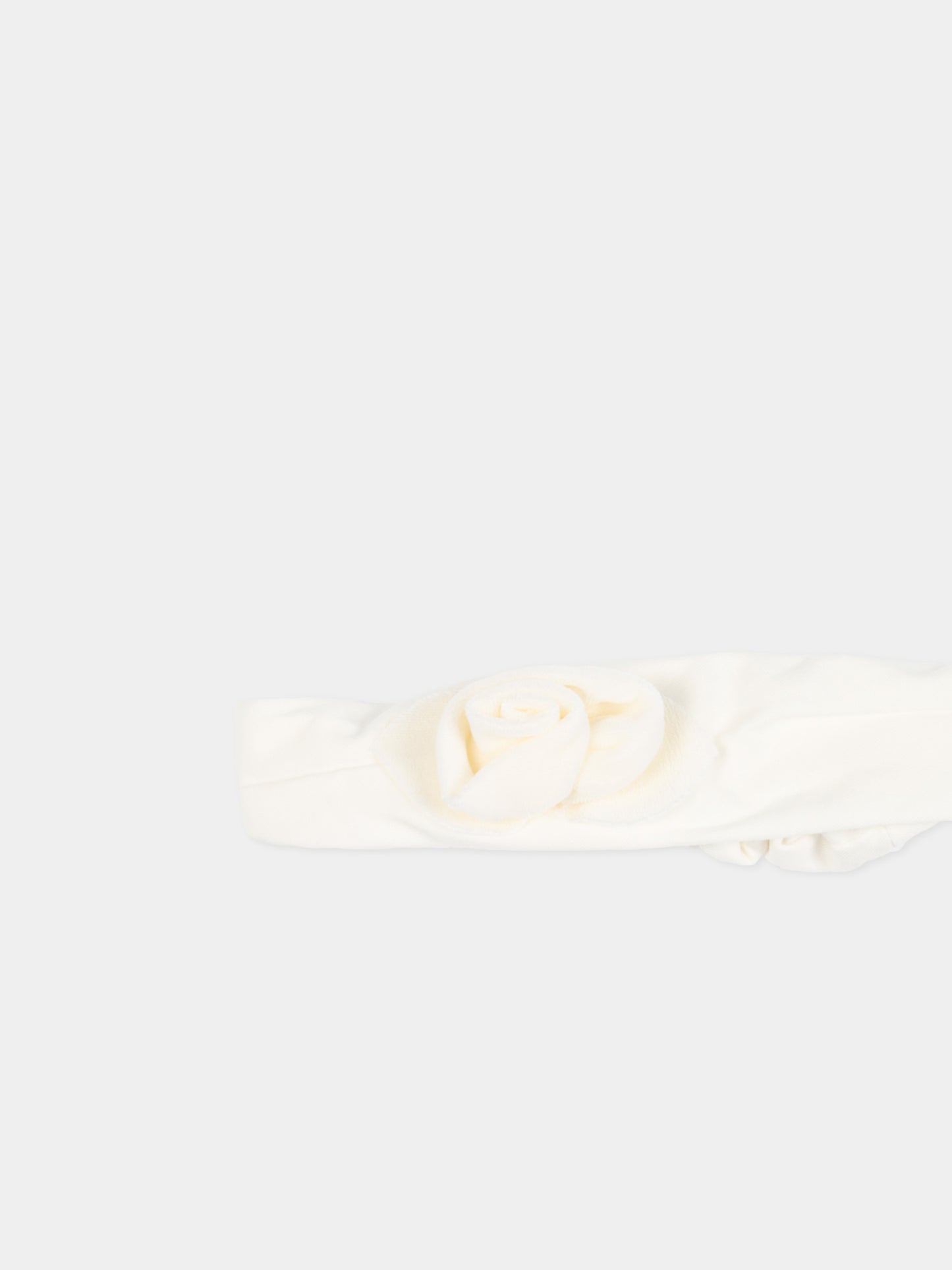 Fascia avorio per neonata con rosa,Monnalisa,73F006 6803 0001