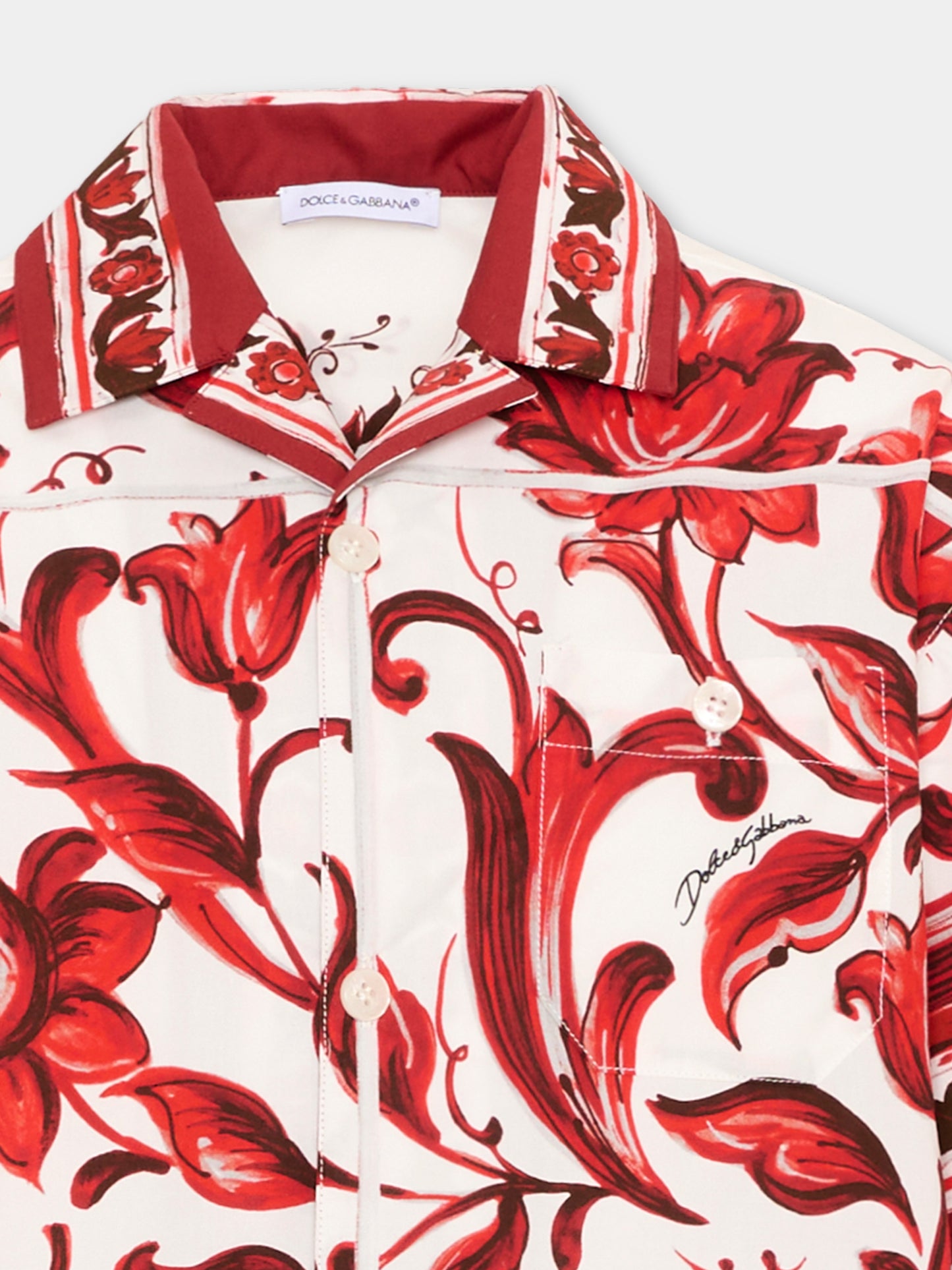 Camicia rossa baroque per bambino,Dolce & Gabbana Kids,L44S94 FI5OI I63TN