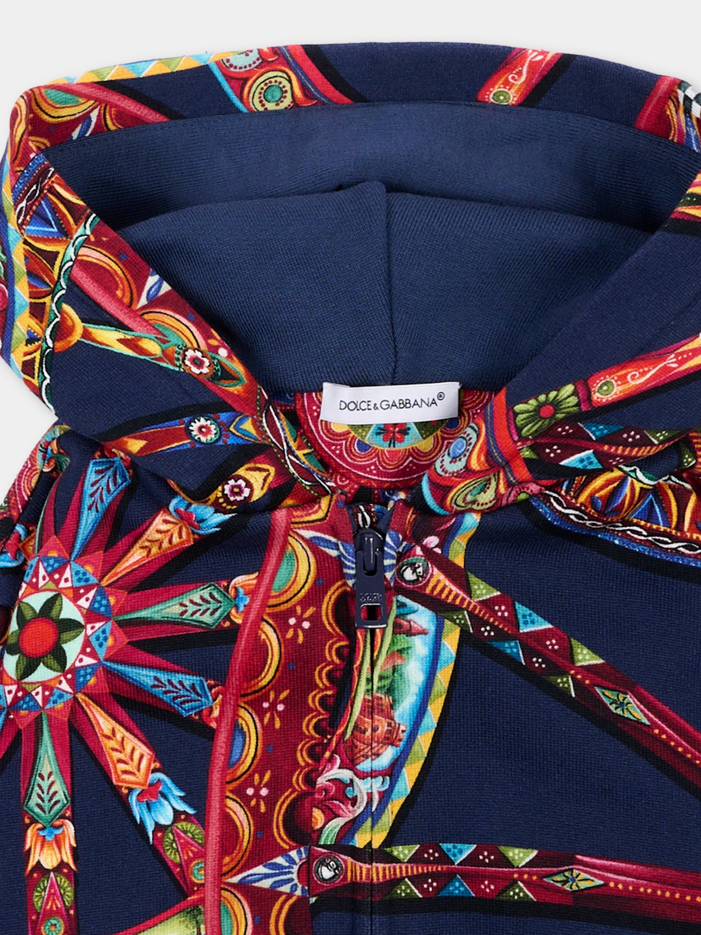 Felpa blu per neonato con Carretto Siciliano,Dolce & Gabbana Kids,L1JWOA HS7RG HB6DU